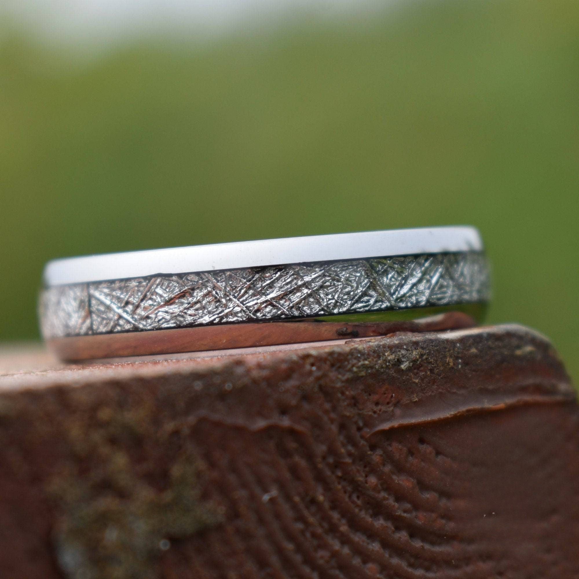 Tungsten 6mm Ring with Meteorite - Tungsten Titans