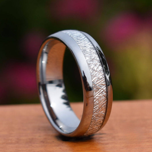 Tungsten 8mm Ring with Meteorite - Tungsten Titans