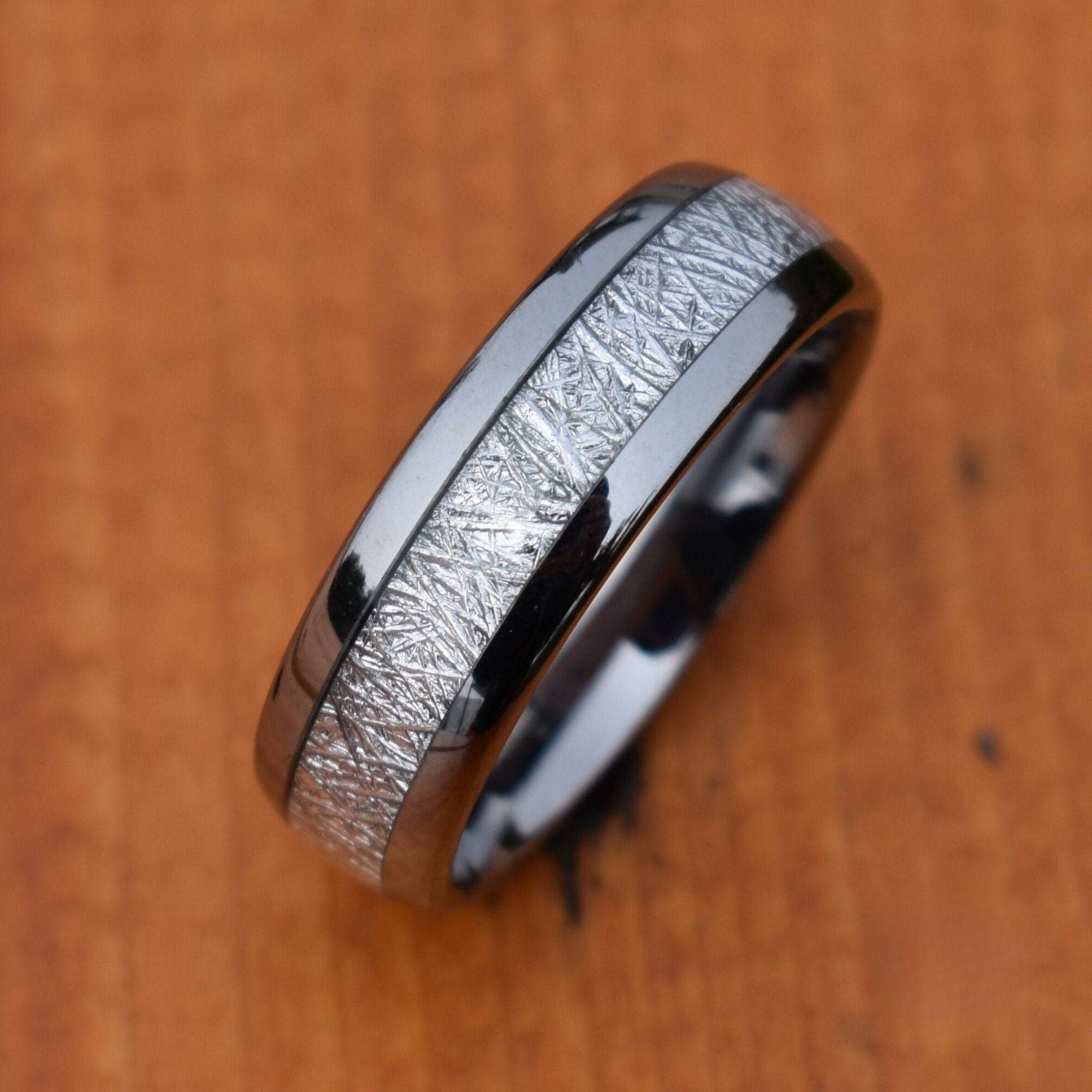 Tungsten 8mm Ring with Meteorite - Tungsten Titans