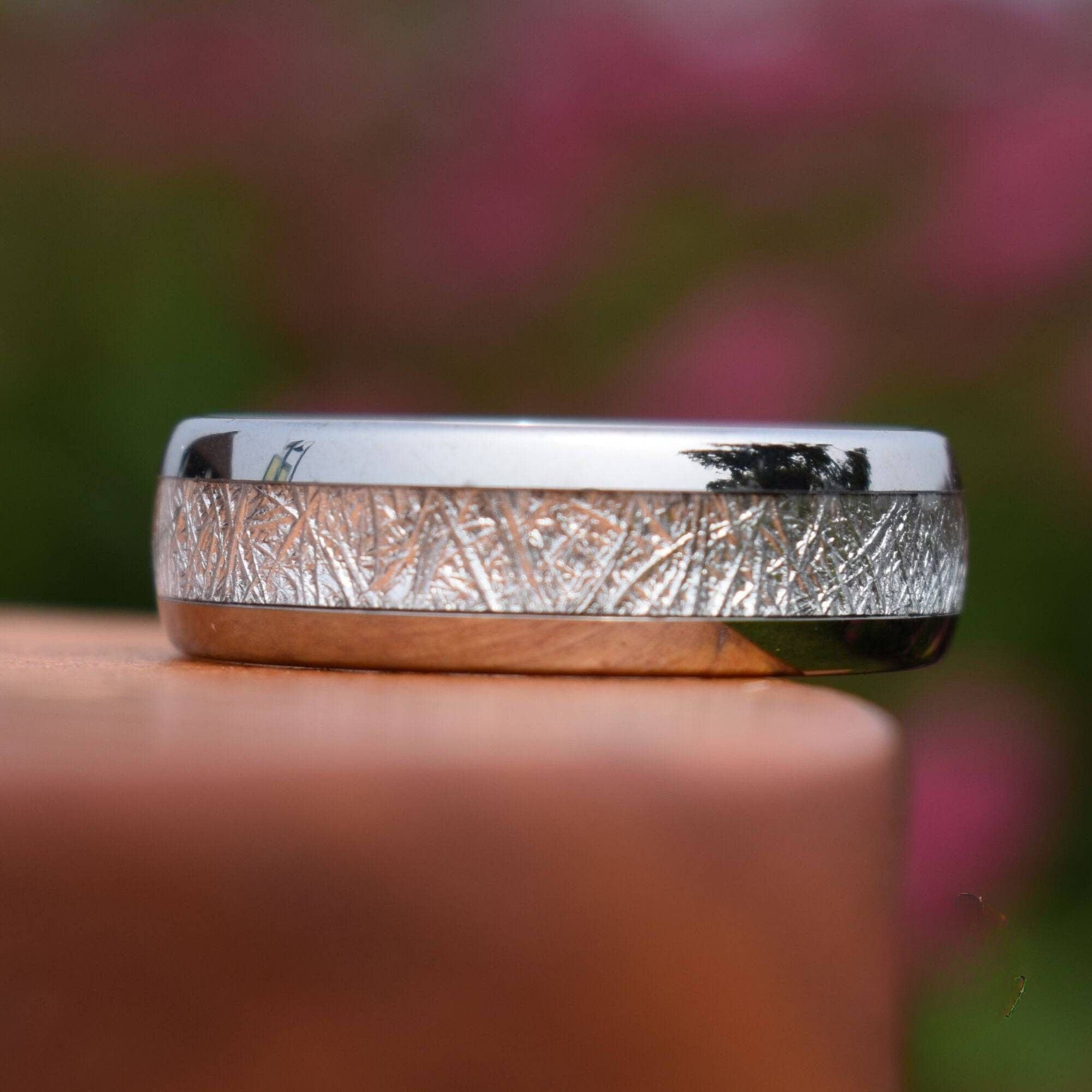 Tungsten 8mm Ring with Meteorite - Tungsten Titans