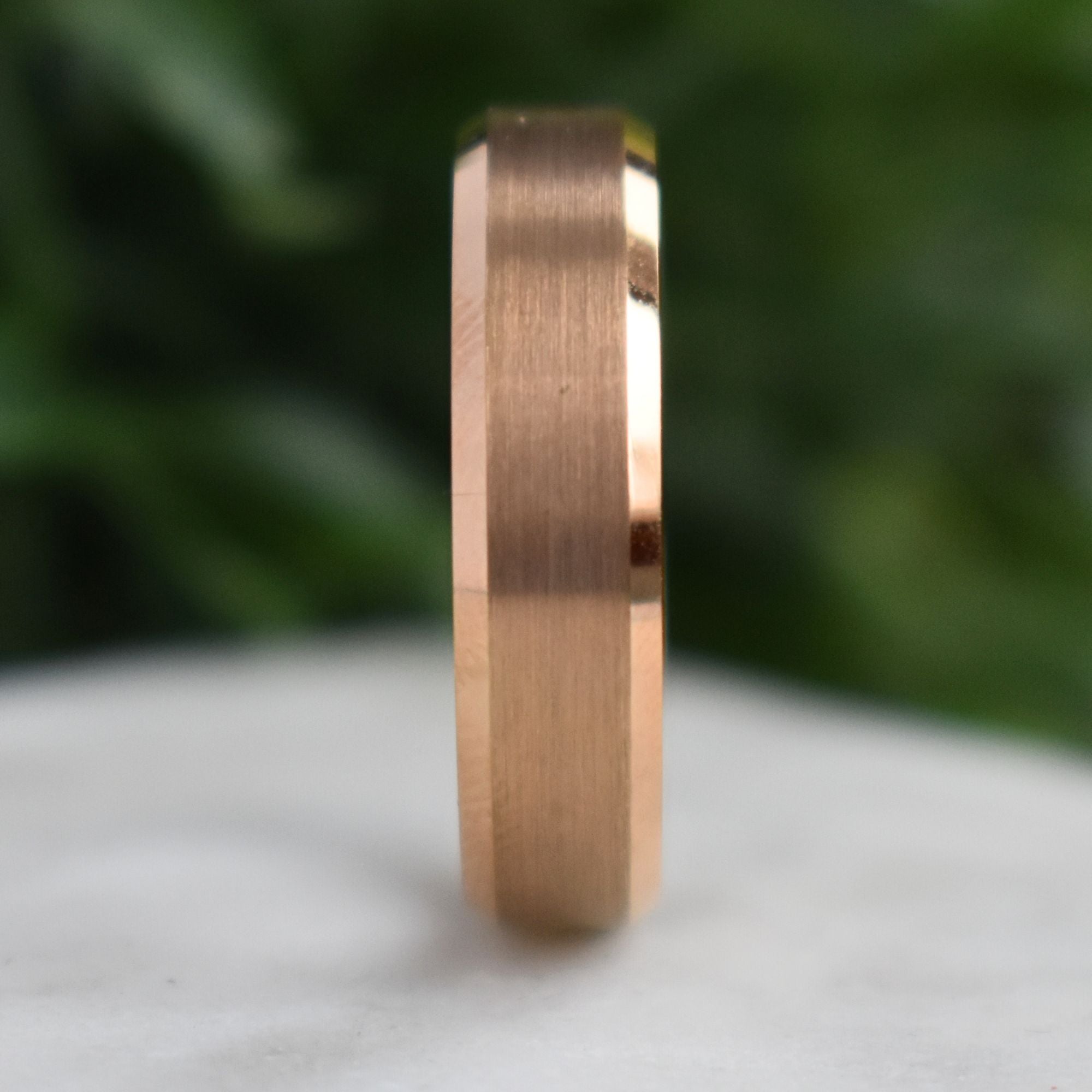 Tungsten Ring 6mm Brushed Rose Gold with Beveled Edge - Tungsten Titans