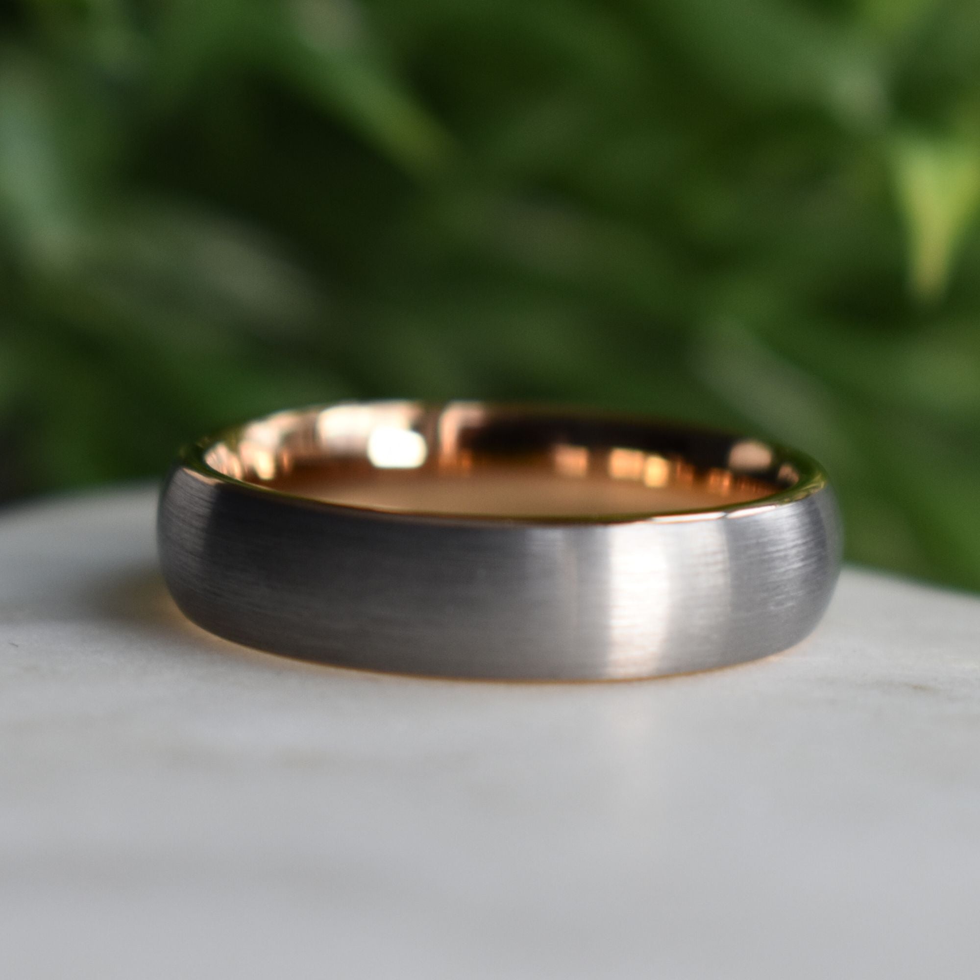 Tungsten 6mm Ring Brushed Silver with Rose Gold Comfort fit band - Tungsten Titans