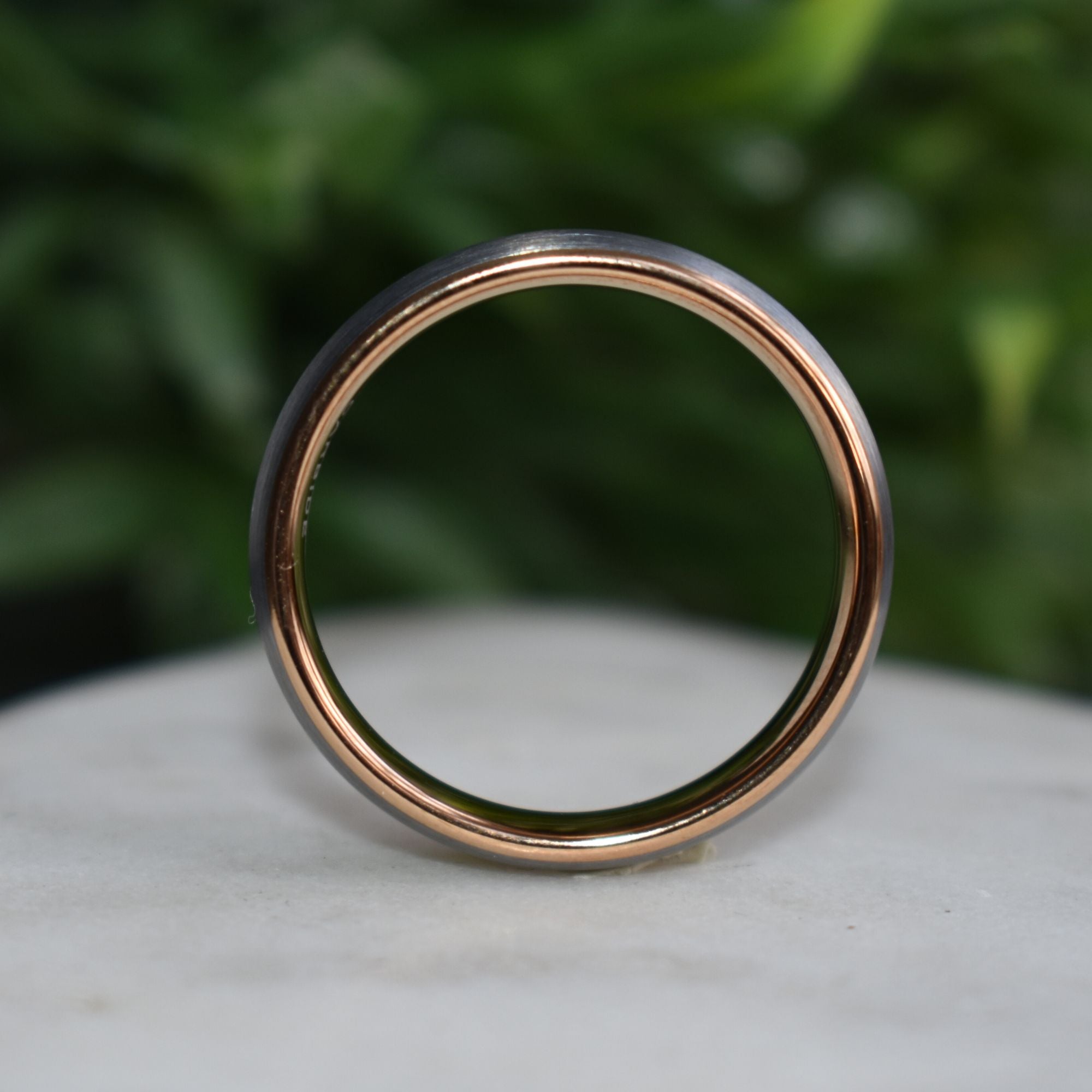 Tungsten 6mm Ring Brushed Silver with Rose Gold Comfort fit band - Tungsten Titans