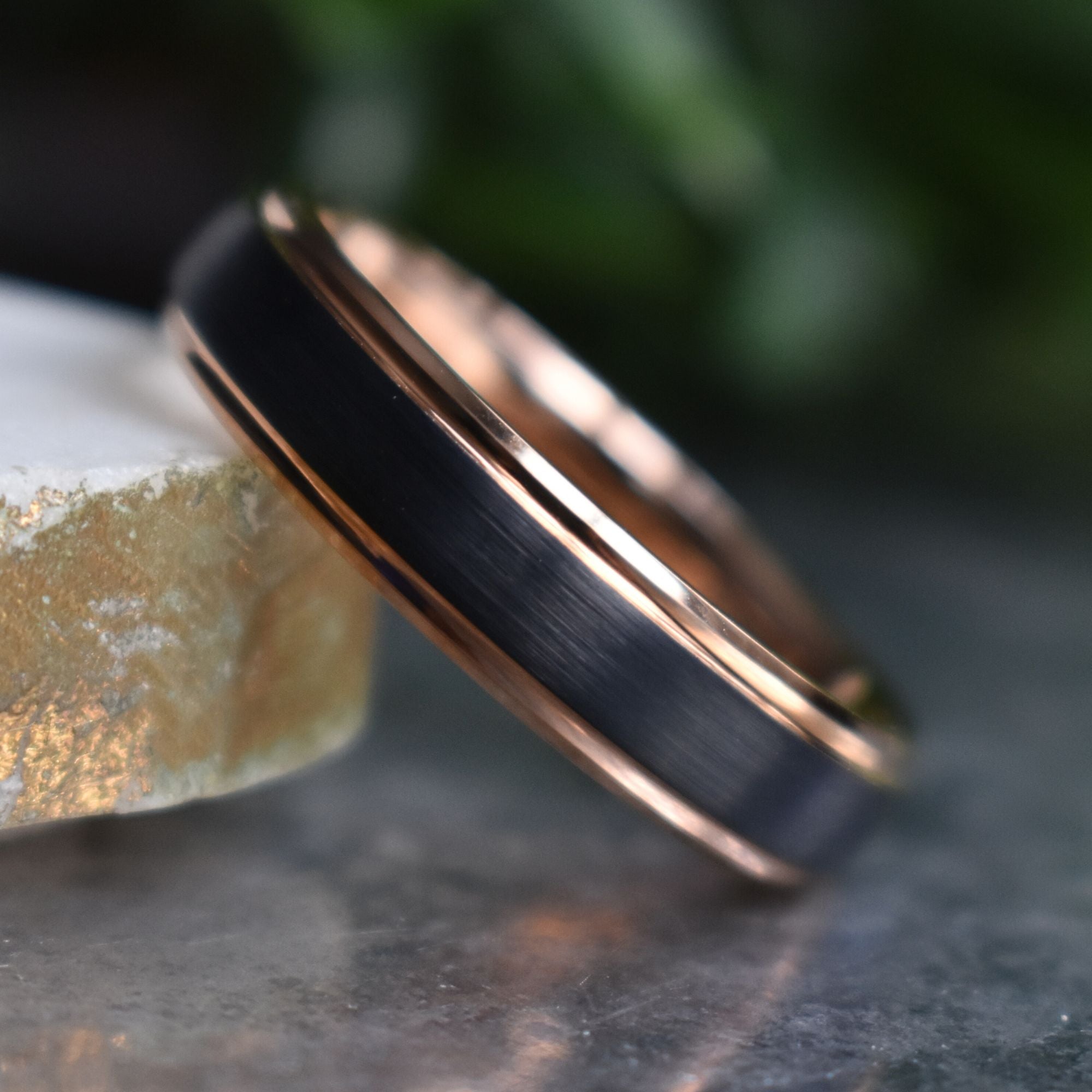 Tungsten Ring Black with Rose Gold Edges and band - Tungsten Titans