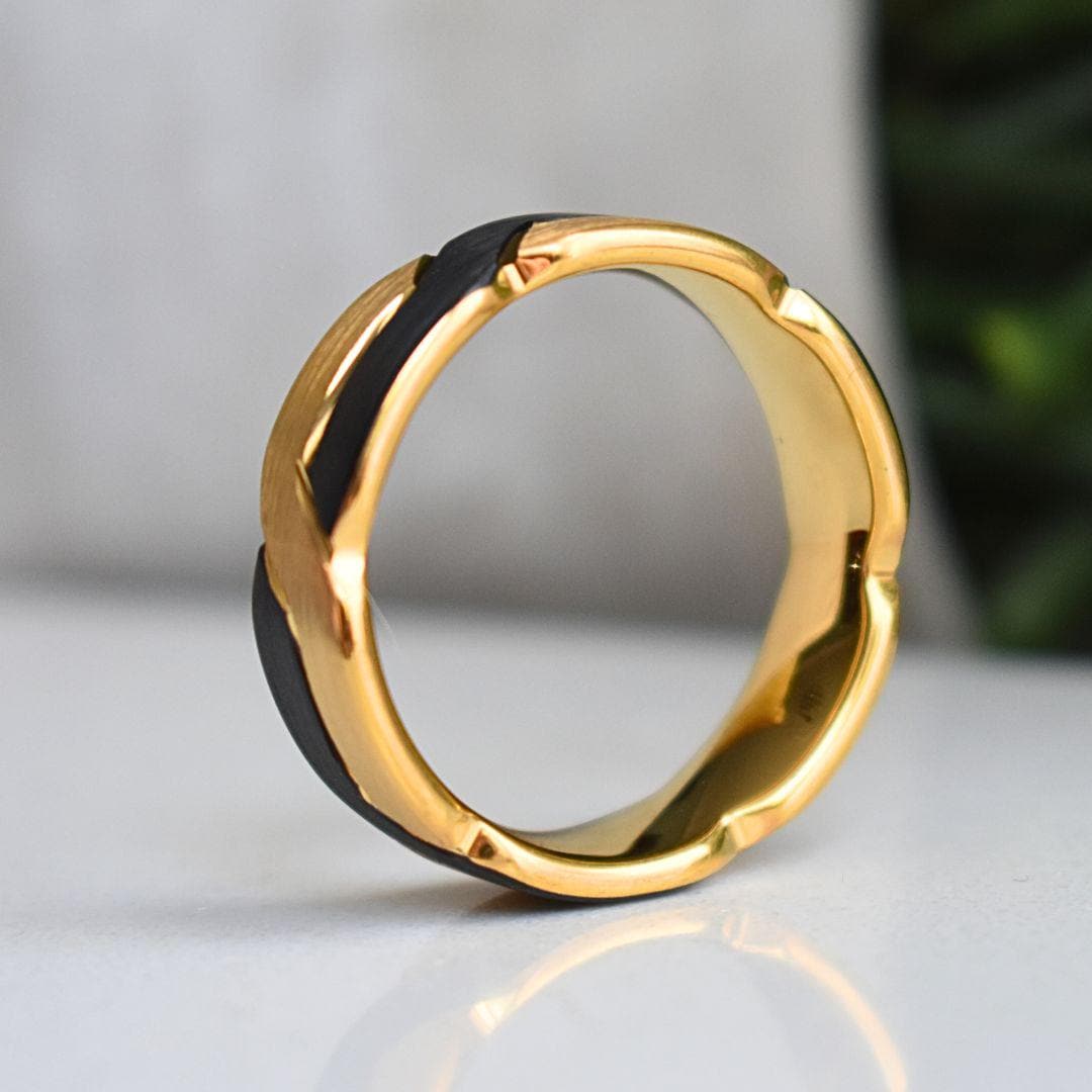 Tungsten 8mm Black and Gold Love Knot Ring