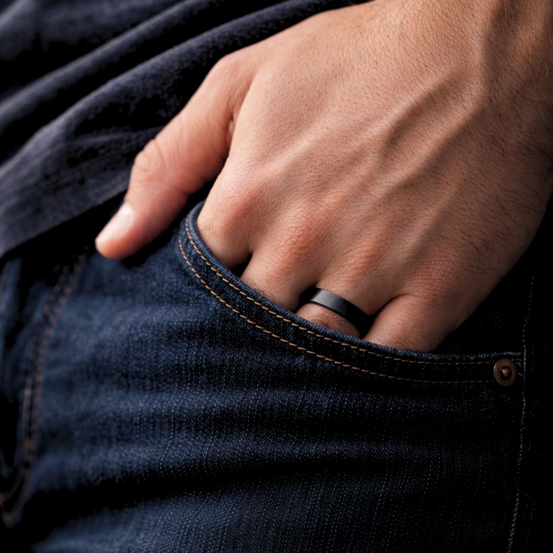 Tungsten Ring 4mm Brushed Black Comfort fit band - Tungsten Titans