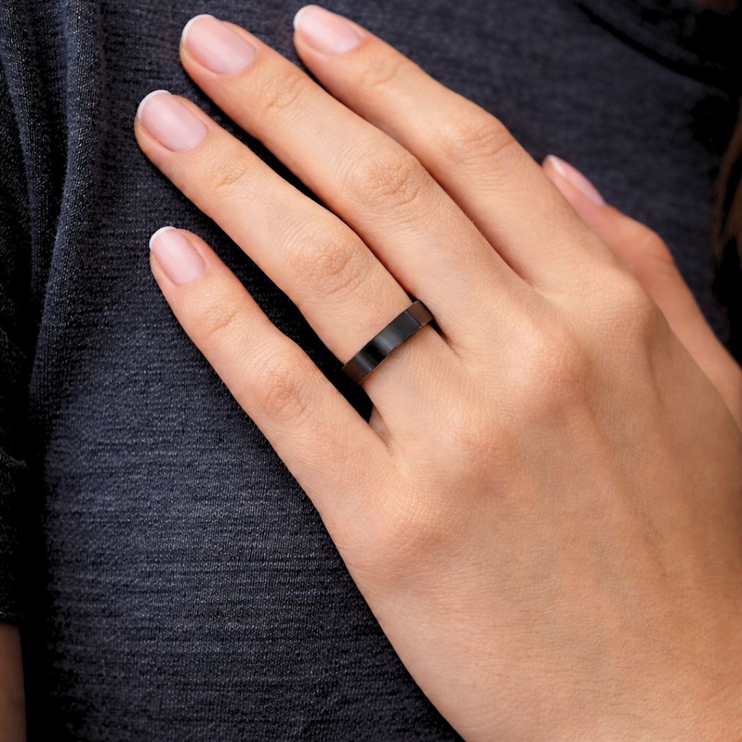 Tungsten Ring 4mm Brushed Black Comfort fit band - Tungsten Titans