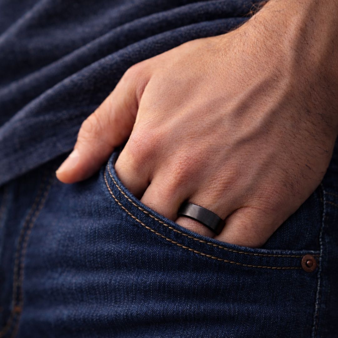 Tungsten Ring 6mm Brushed Black with Beveled Edge - Tungsten Titans