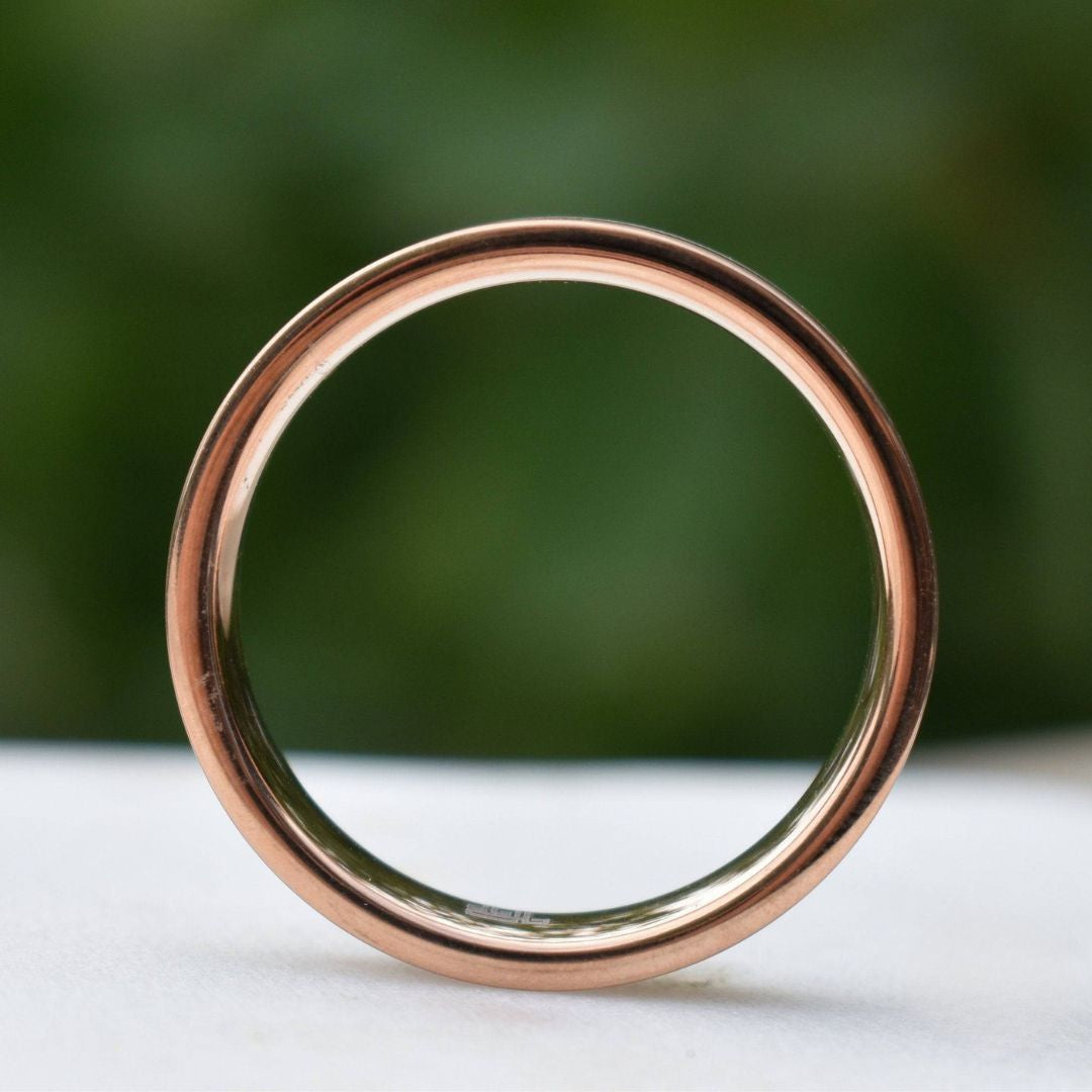 Tungsten Rose Gold 6mm Ring Black Druzy Quartz Wedding Band - Tungsten Titans