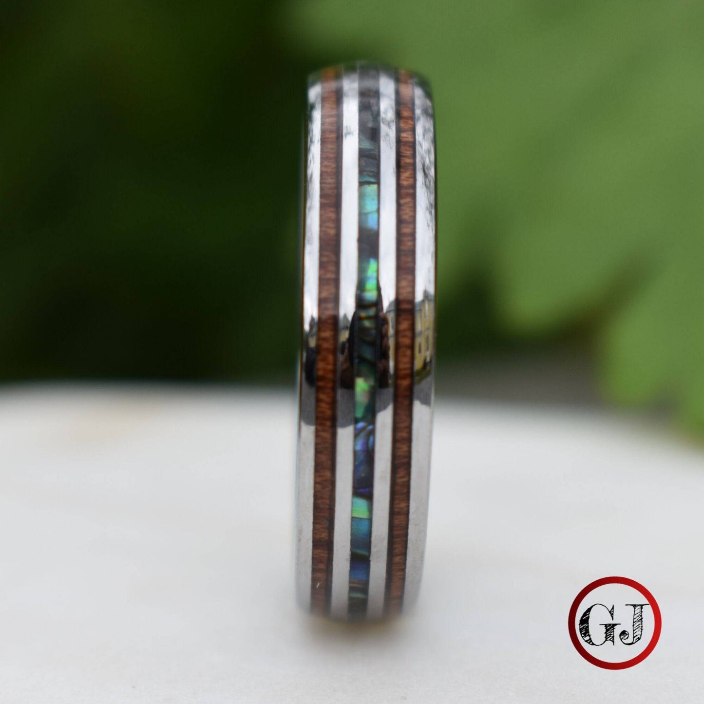 Tungsten 6mm Ring with Koa Wood and Shell Inlay - Tungsten Titans