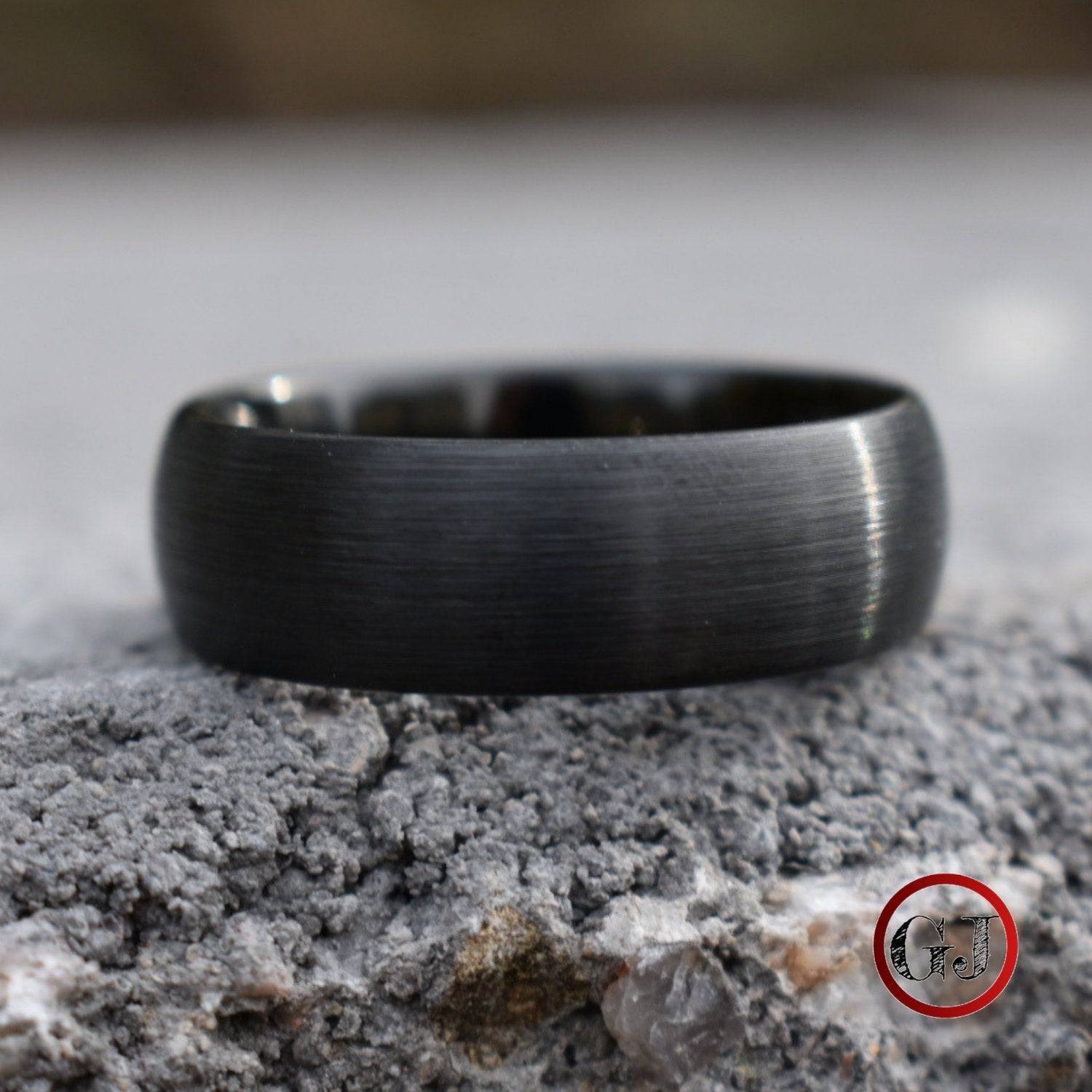 Black Brushed 8mm Tungsten Ring - Tungsten Titans