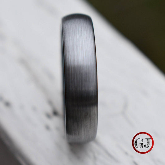 Tungsten 6mm Ring Brushed Silver with Black Comfort fit band - Tungsten Titans