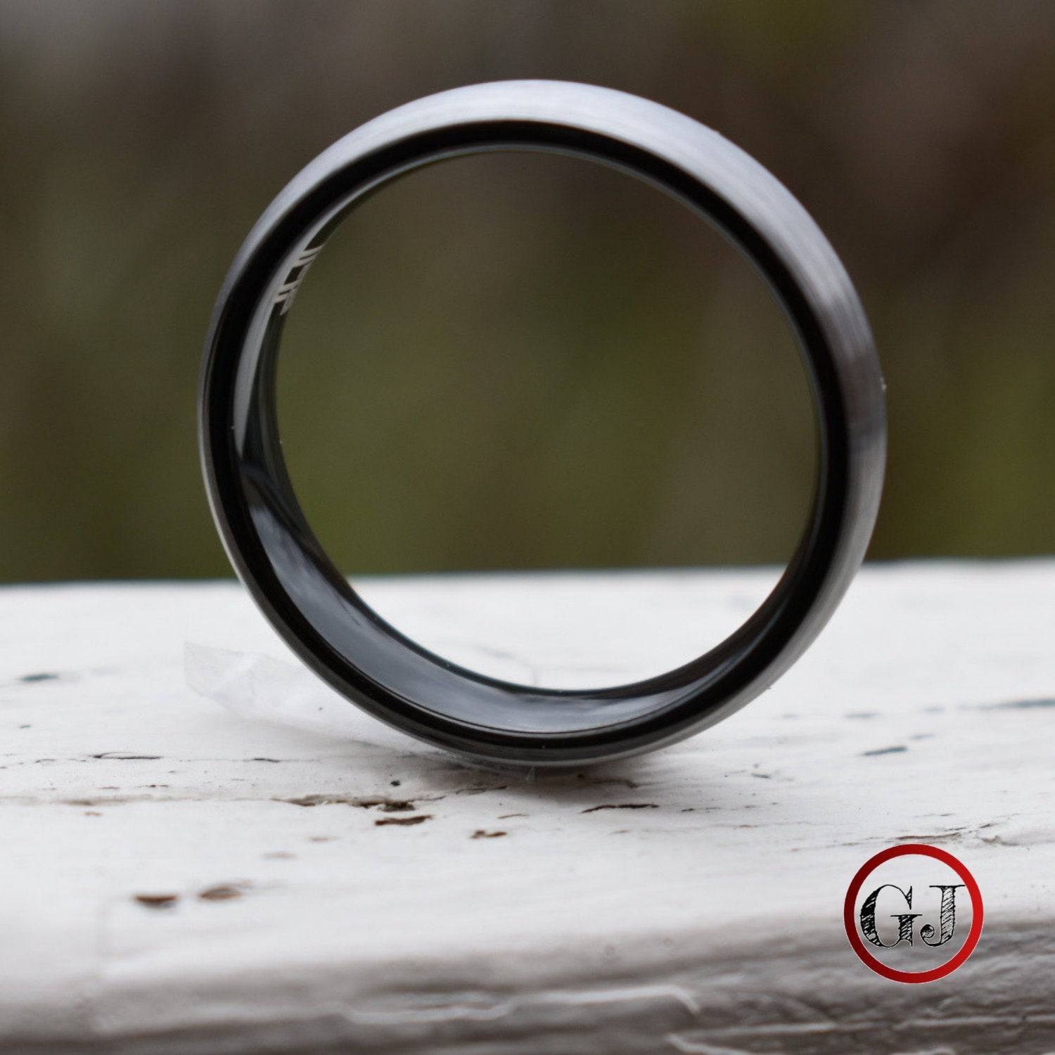 Tungsten 6mm Ring Brushed Silver with Black Comfort fit band - Tungsten Titans