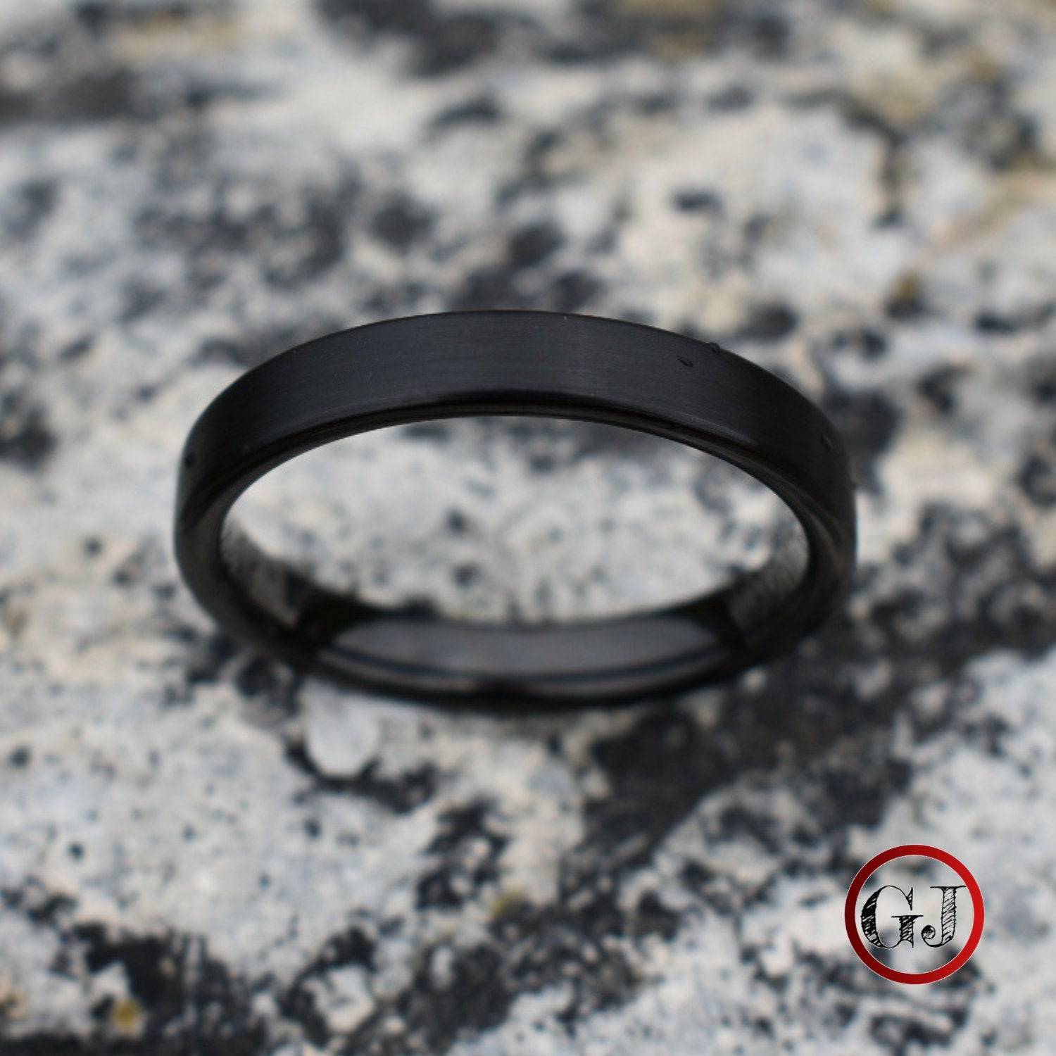 Tungsten Ring 4mm Brushed Black Comfort fit band - Tungsten Titans