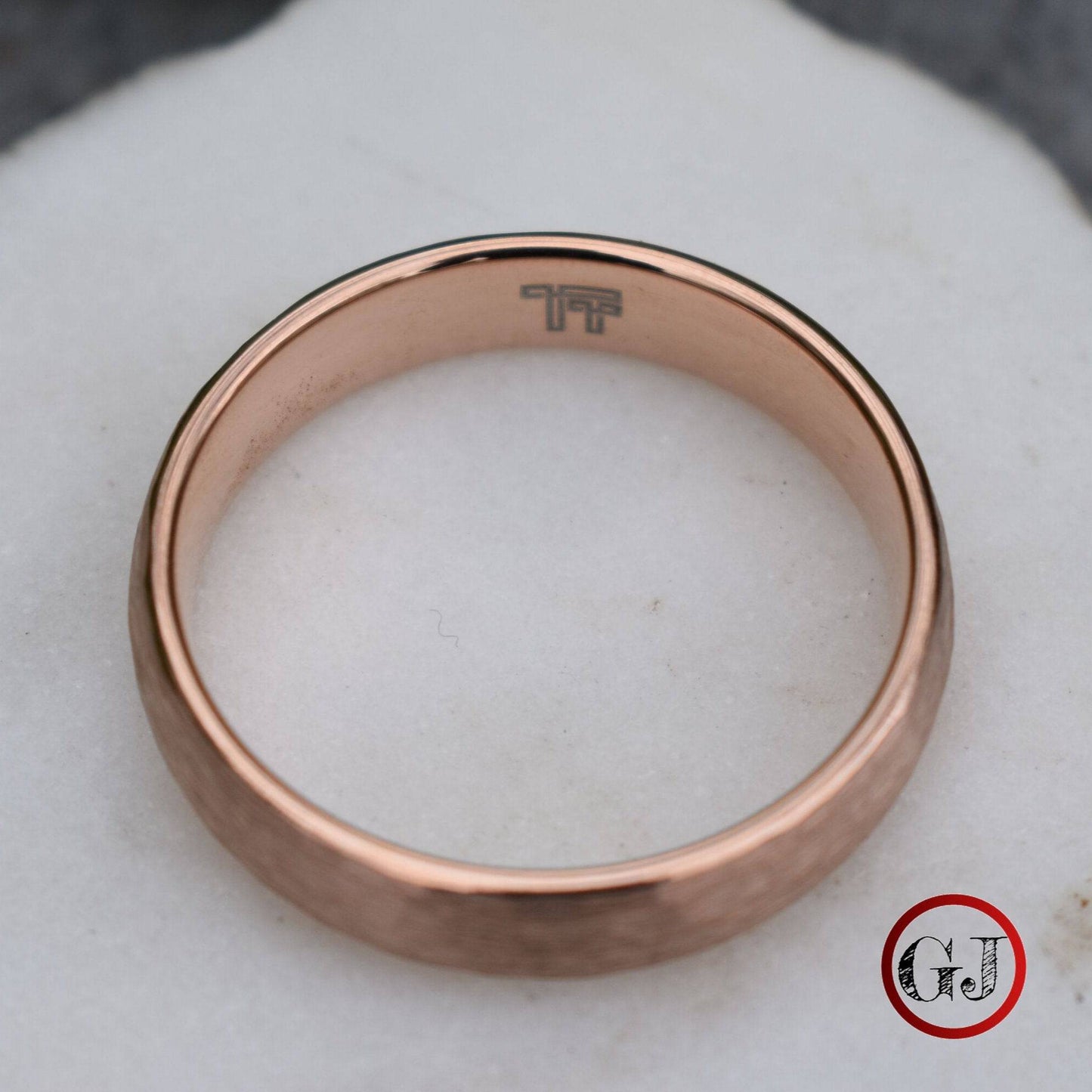Tungsten 6mm Ring Hammered Rose Gold with Comfort fit band - Tungsten Titans
