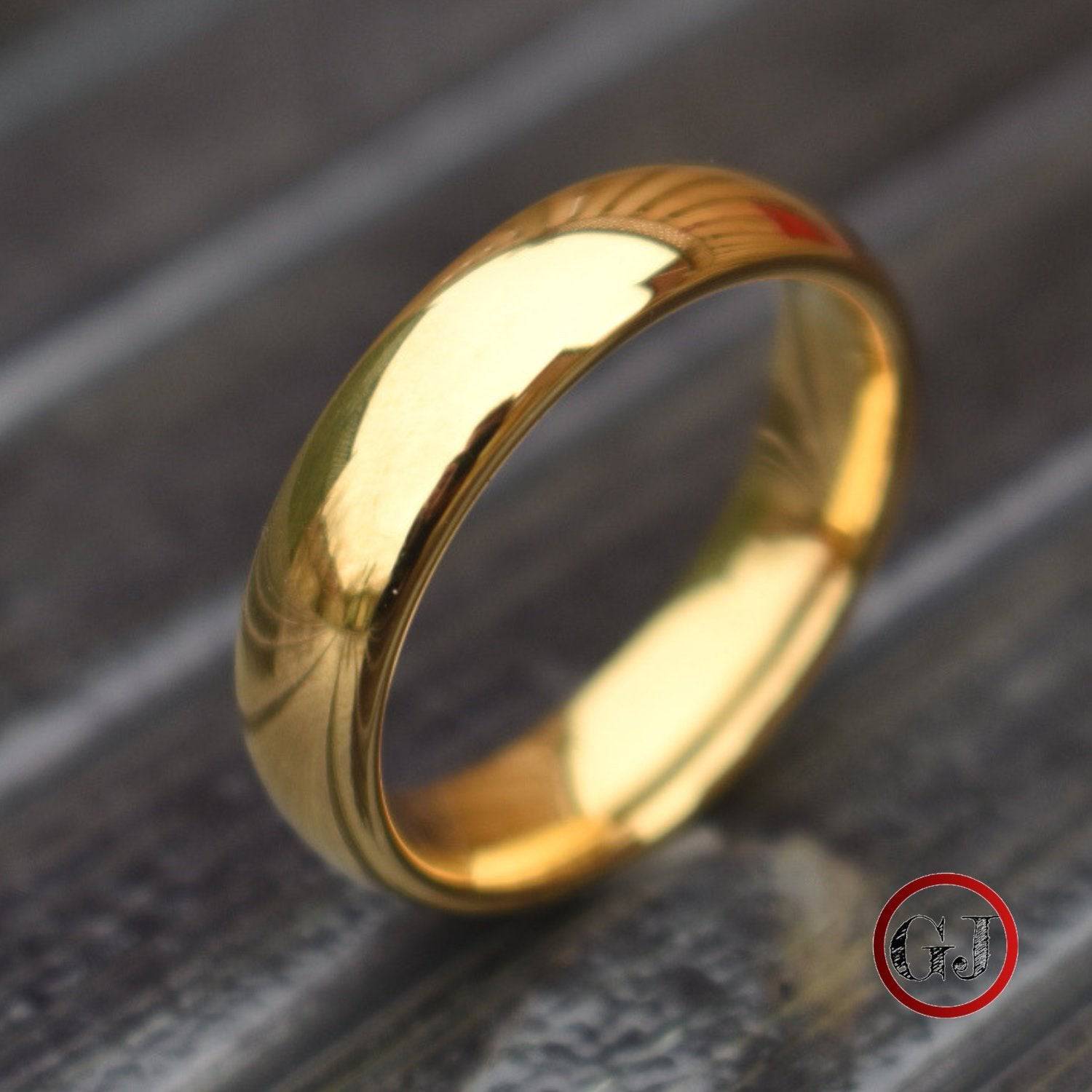 Tungsten Ring 6mm Classic Gold Comfort fit band