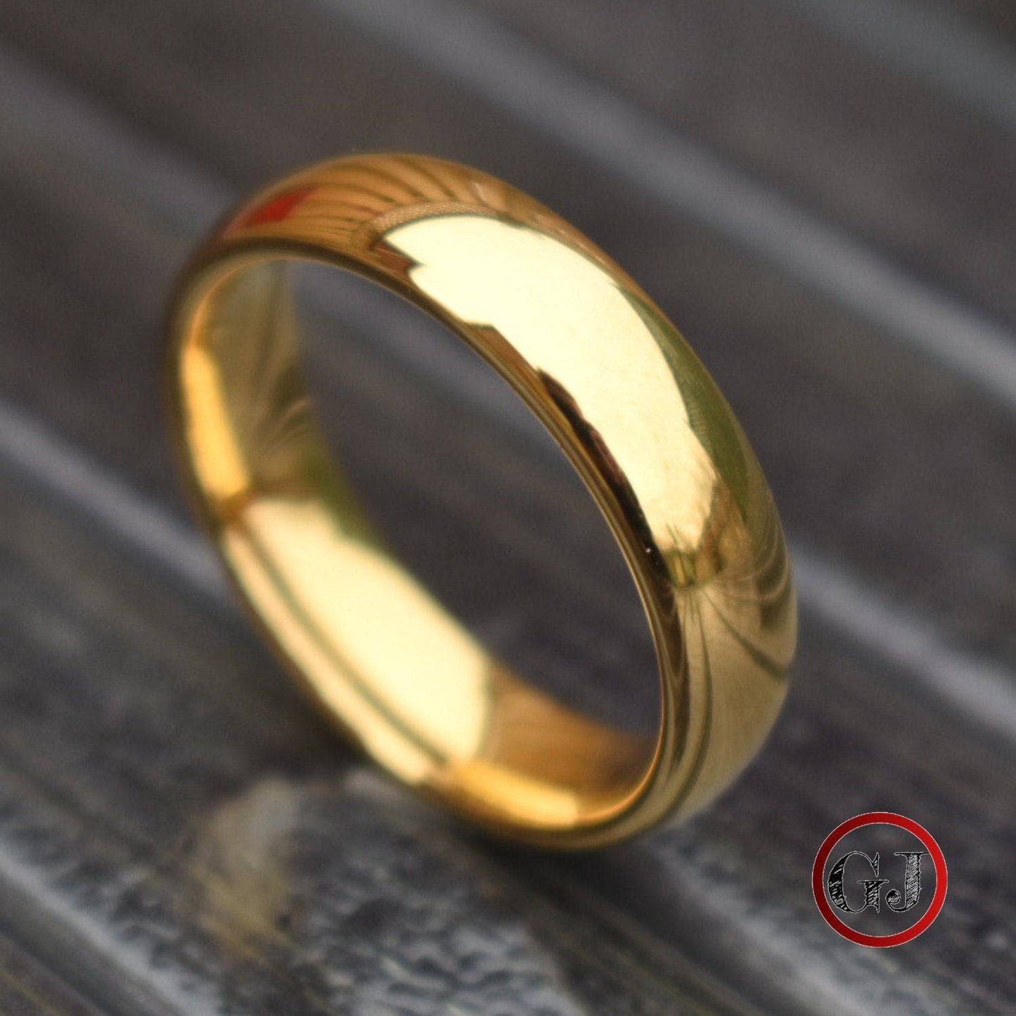 Tungsten Ring 6mm Classic Gold Comfort fit band - Tungsten Titans