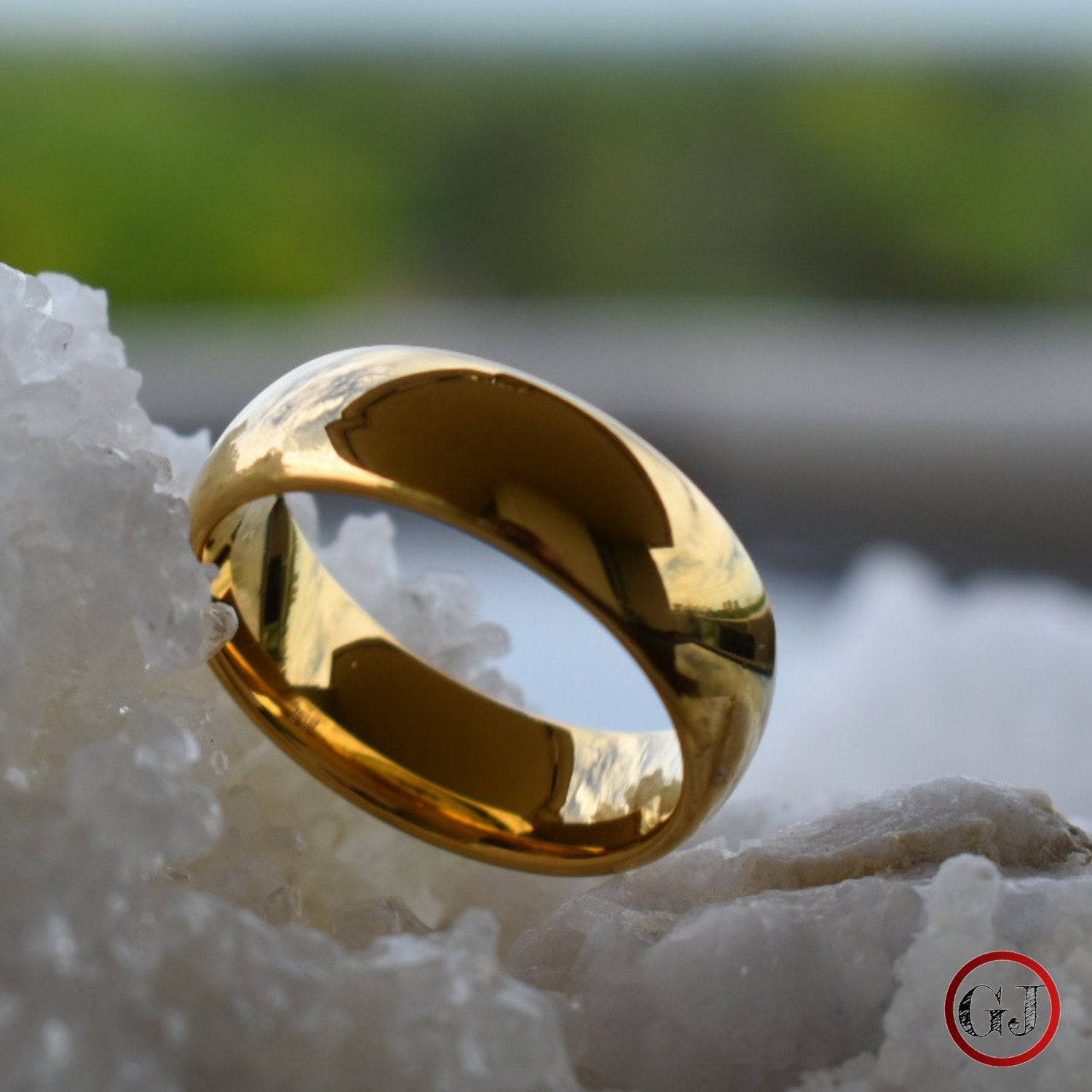 High Polished 8mm Gold Tungsten Ring - Tungsten Titans