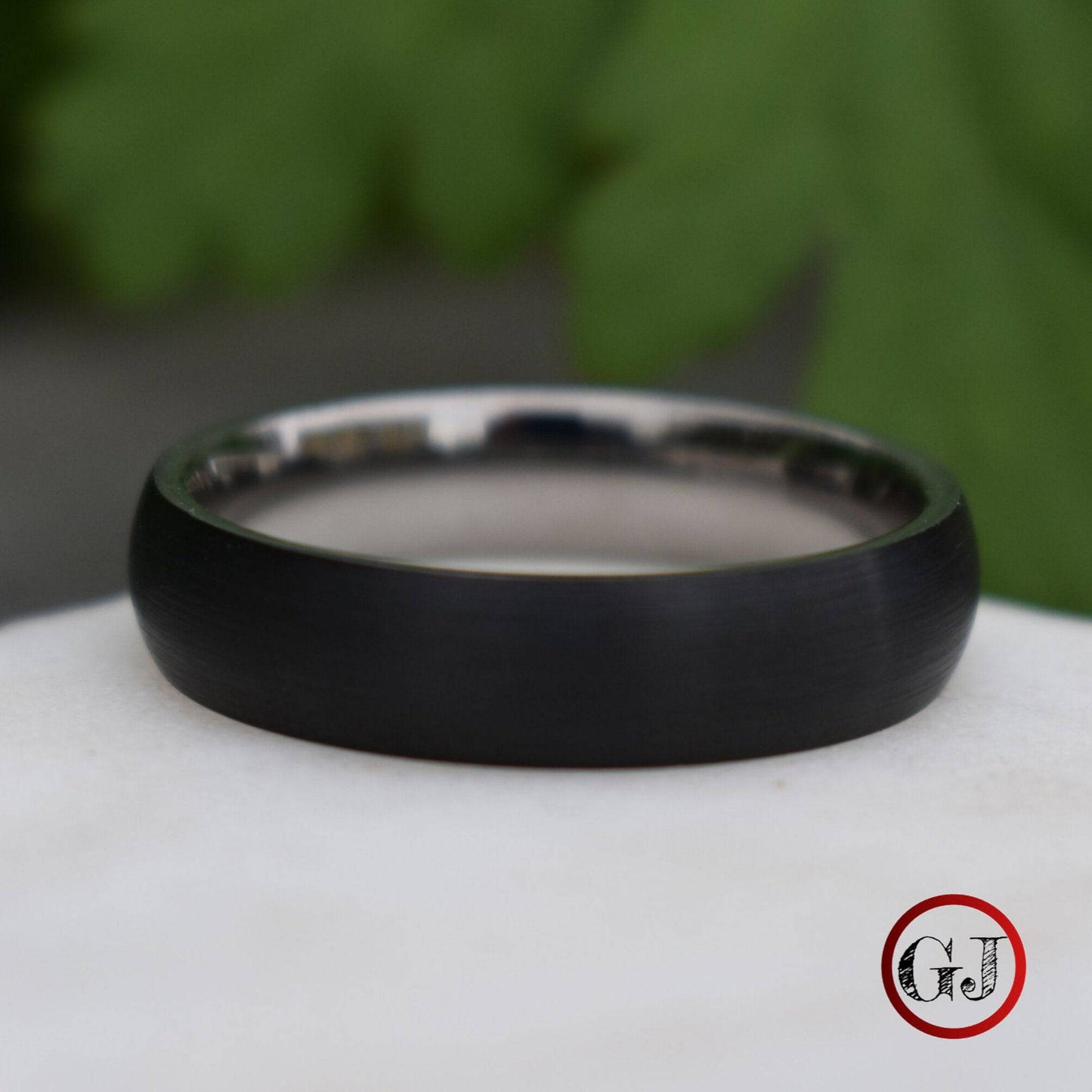 Black Brushed Tungsten 6mm Ring with Silver band - Tungsten Titans