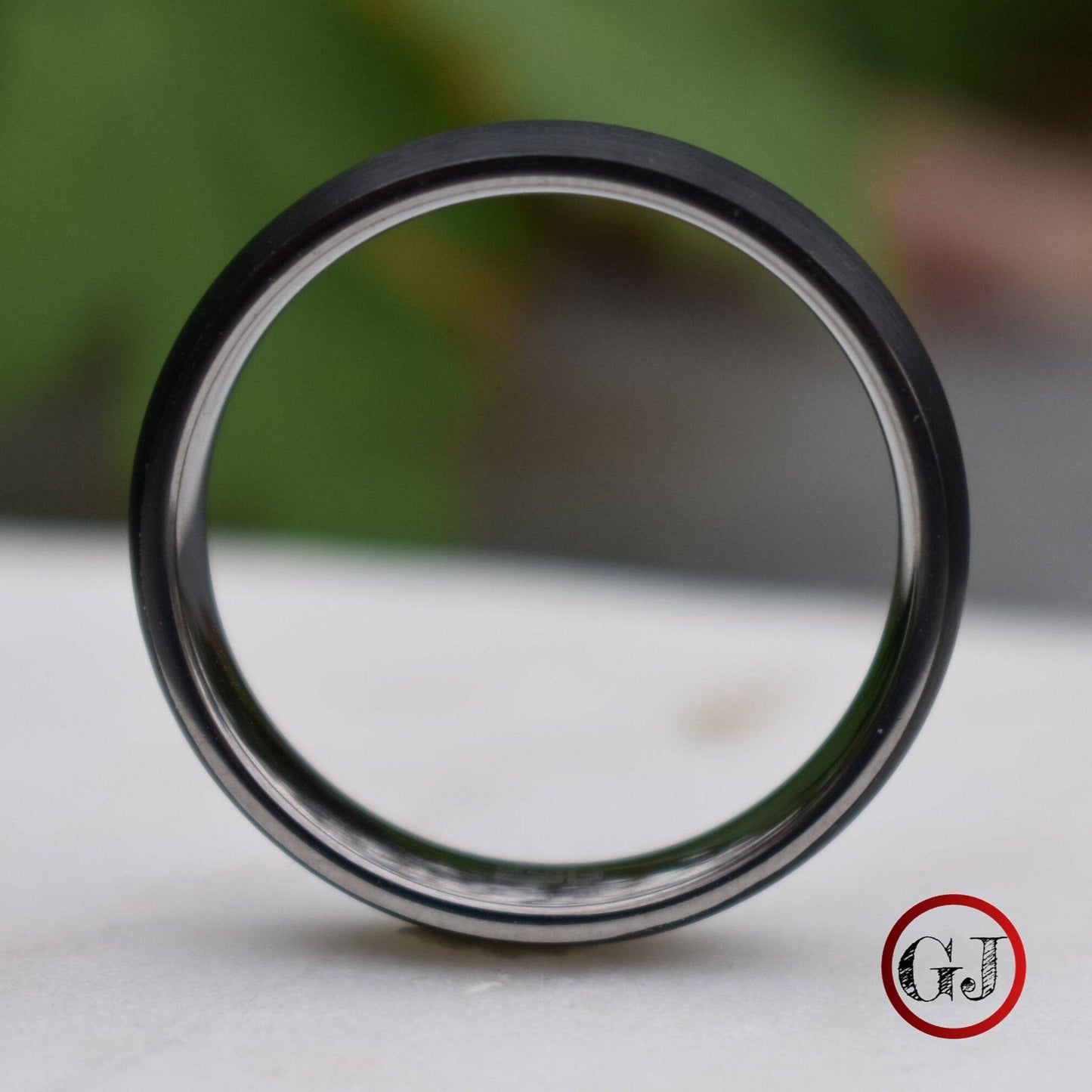 Black Brushed Tungsten 6mm Ring with Silver band - Tungsten Titans
