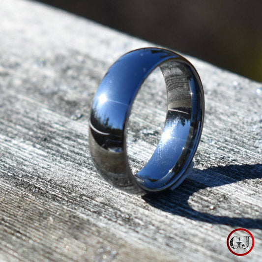 Tungsten 8mm Silver Dome Ring - Tungsten Titans