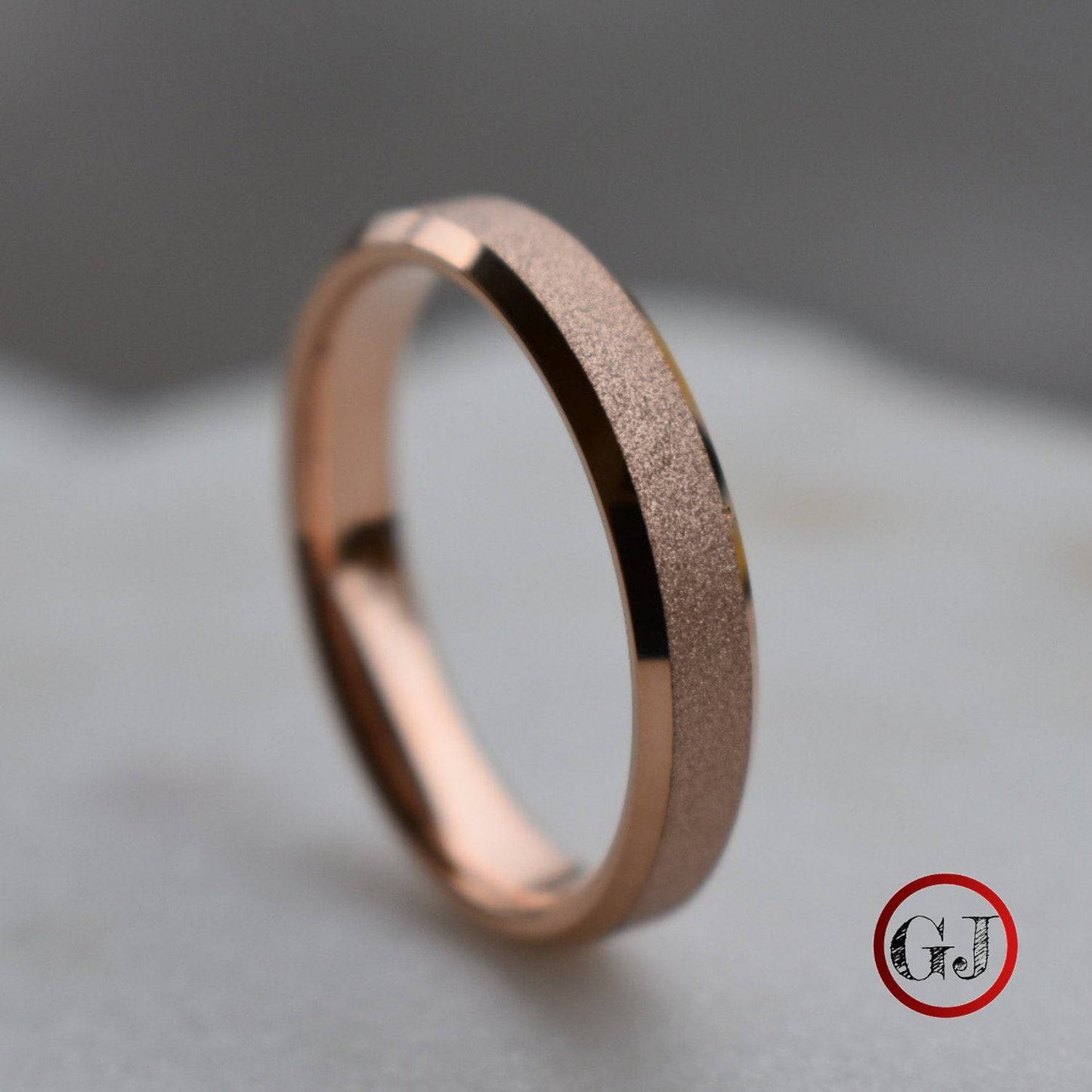 Tungsten 4mm Ring Rose Gold Sandblasted Wedding Band - Tungsten Titans