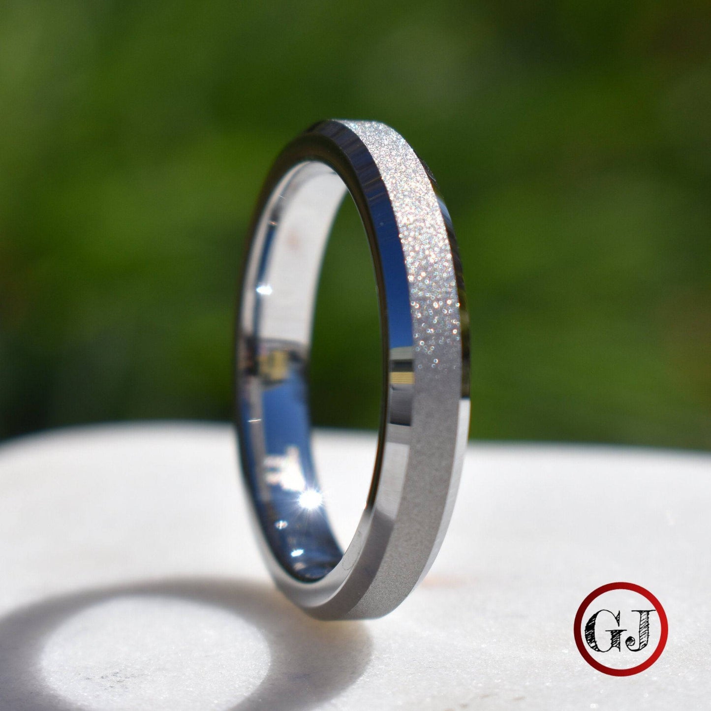 Tungsten 4mm Ring Silver Sandblasted Wedding Band - Tungsten Titans