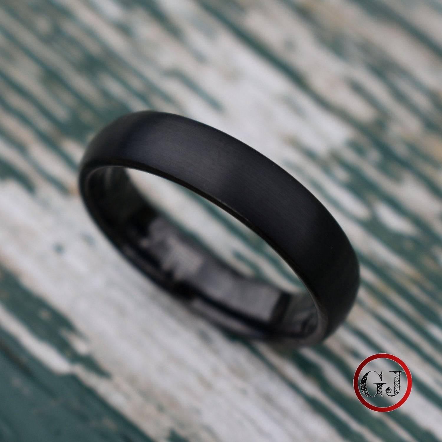 Black Brushed Tungsten 6mm Ring with Black Polished Inner Band - Tungsten Titans