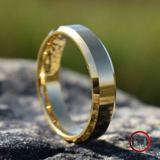 Tungsten 6mm Ring High Polished Gold with Bevelled Edges and Comfort fit band - Tungsten Titans