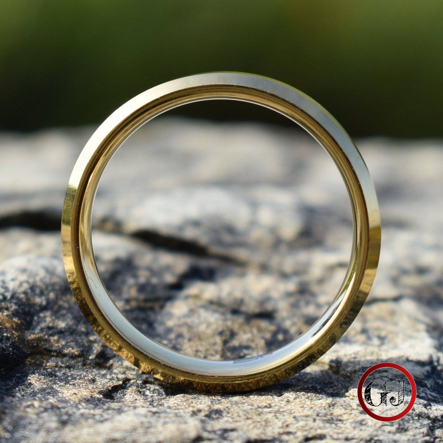 Tungsten 6mm Ring High Polished Gold with Bevelled Edges and Comfort fit band - Tungsten Titans