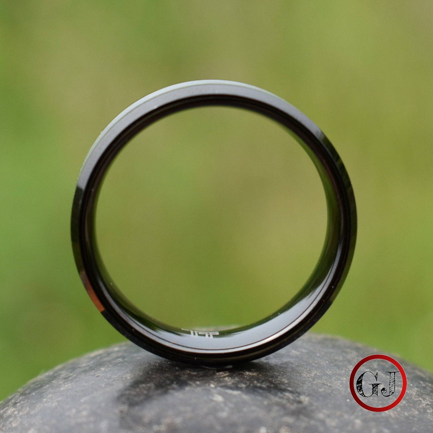 Tungsten Ring Black with Brushed Silver Center - Tungsten Titans