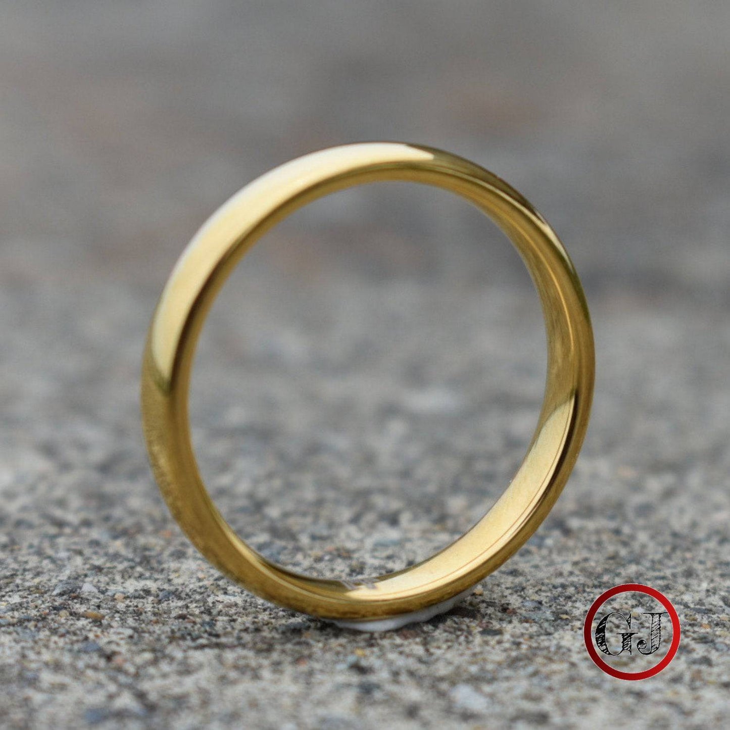 Tungsten Ring 4mm Classic Gold Comfort fit band - Tungsten Titans