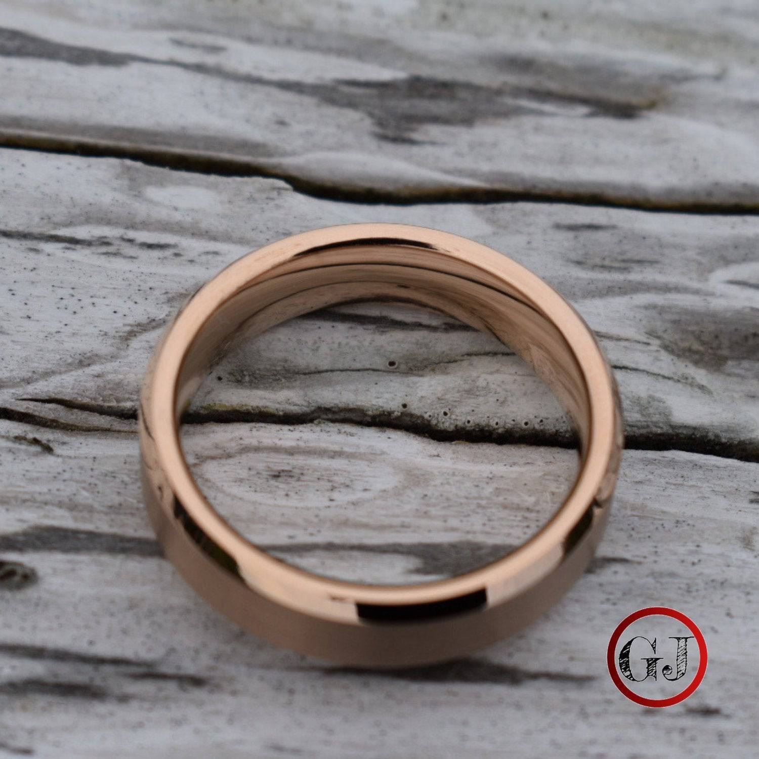 Tungsten Ring 6mm Brushed Rose Gold with Beveled Edge - Tungsten Titans