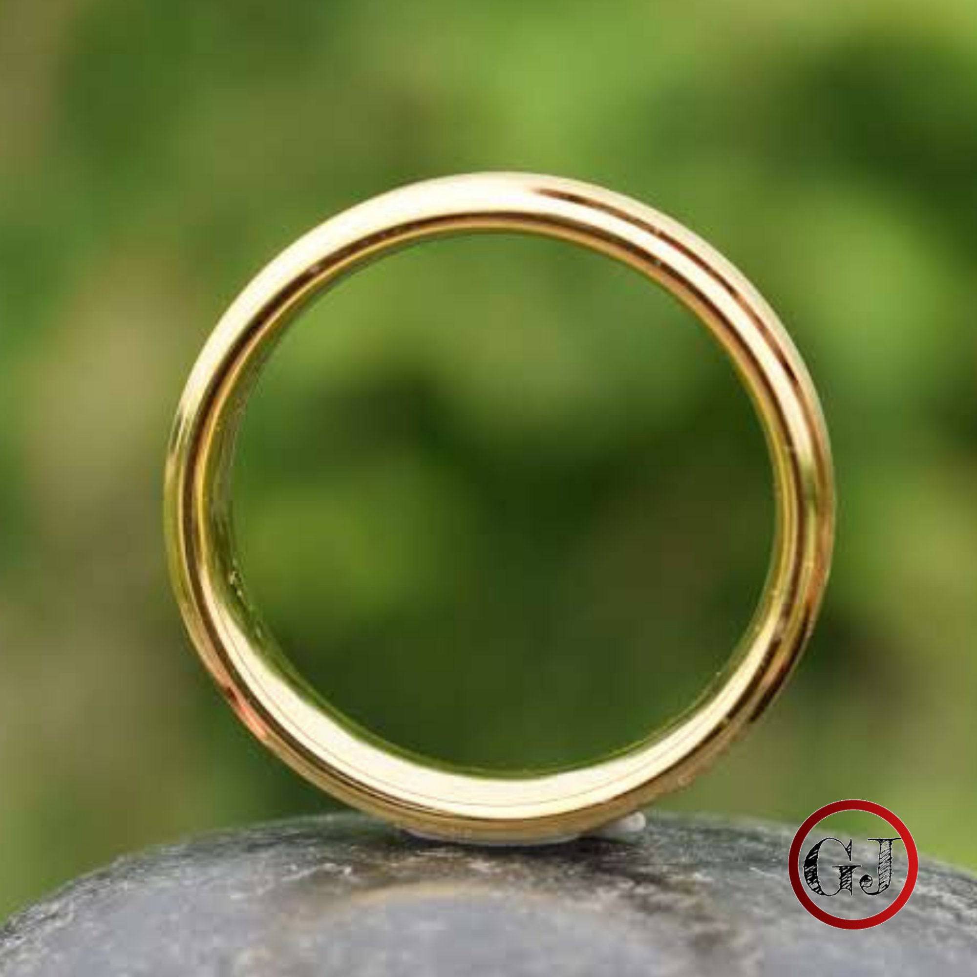 Tungsten 6mm Ring Gold Brushed Centre with a Deep Stepped Edge - Tungsten Titans