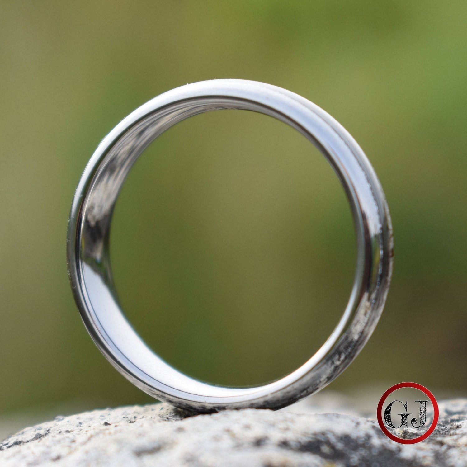 Silver Tungsten 6mm Ring with Deer Antler and Meteorite - Tungsten Titans