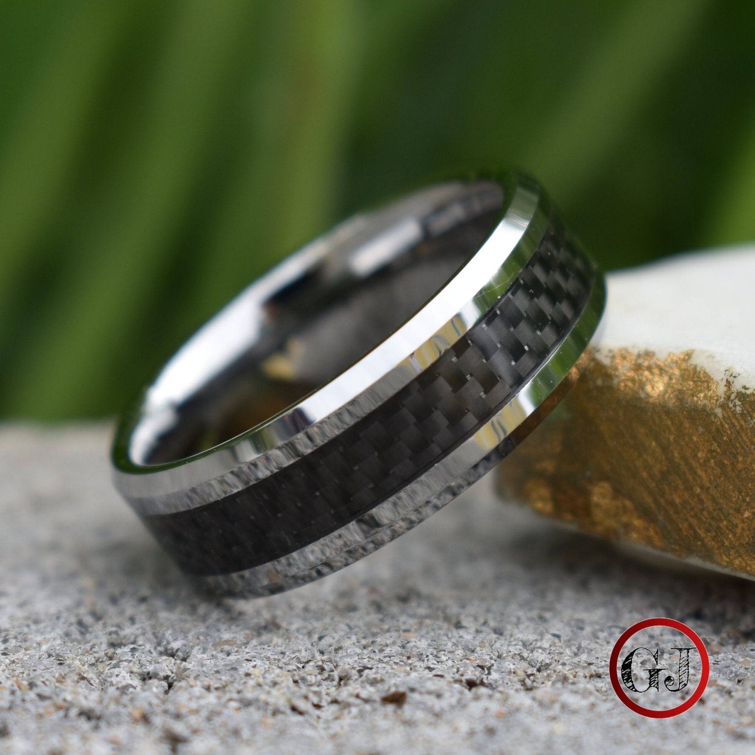 7MM Tungsten Carbide Ring - Brushed Finish and Step Edge - Triton Jewelry