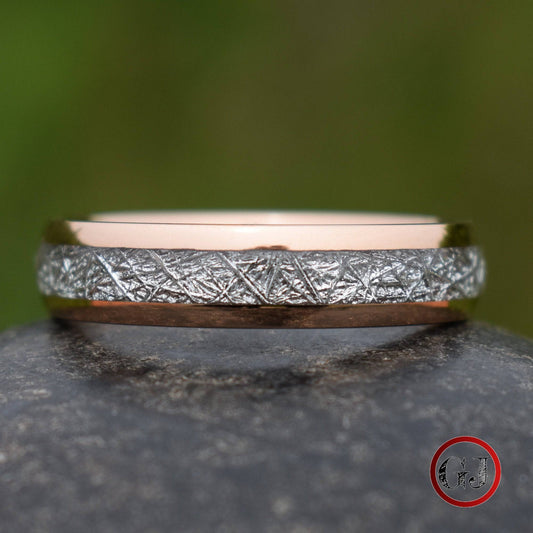 Tungsten 6mm Ring Rose Gold with Meteorite - Tungsten Titans