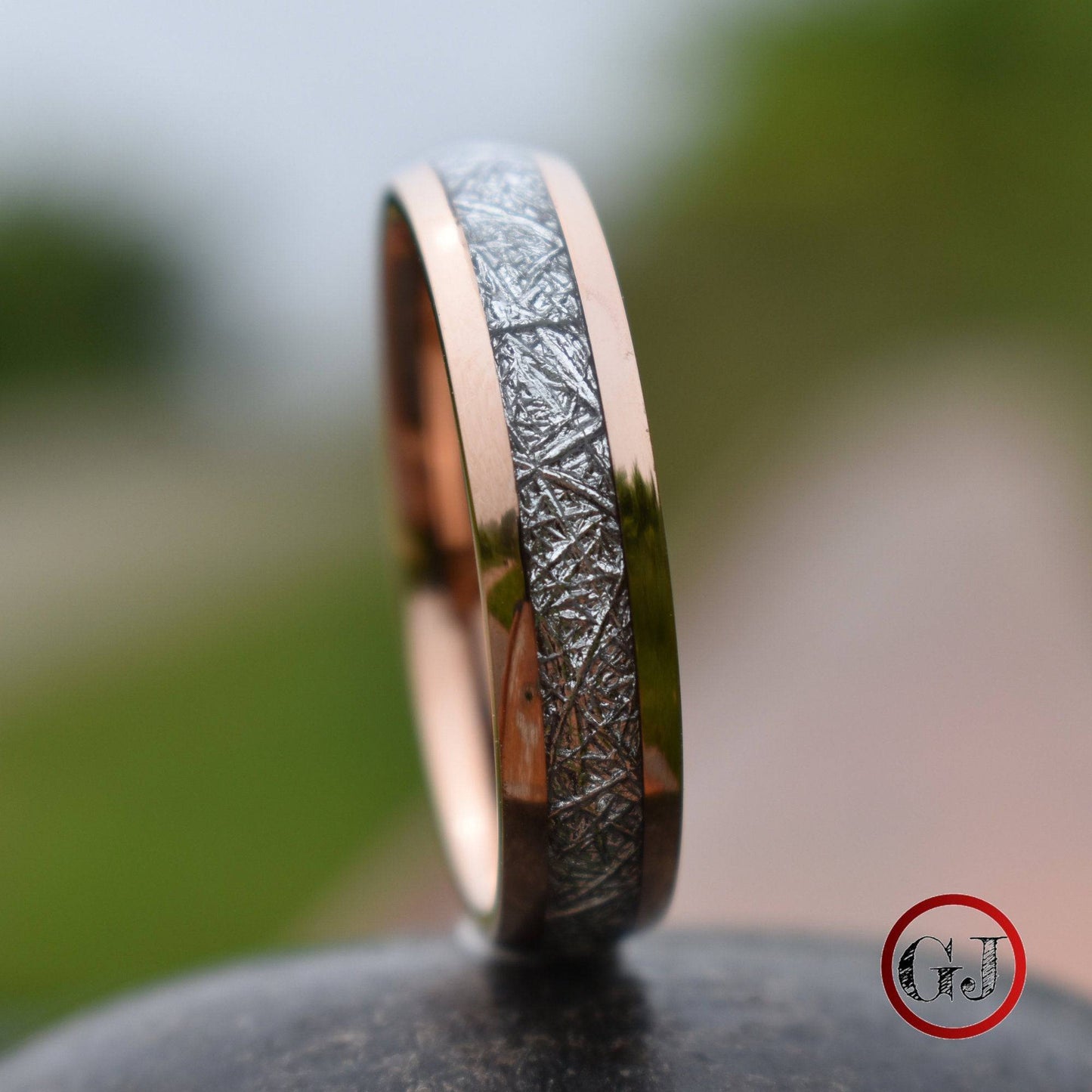 Tungsten 6mm Ring Rose Gold with Meteorite - Tungsten Titans