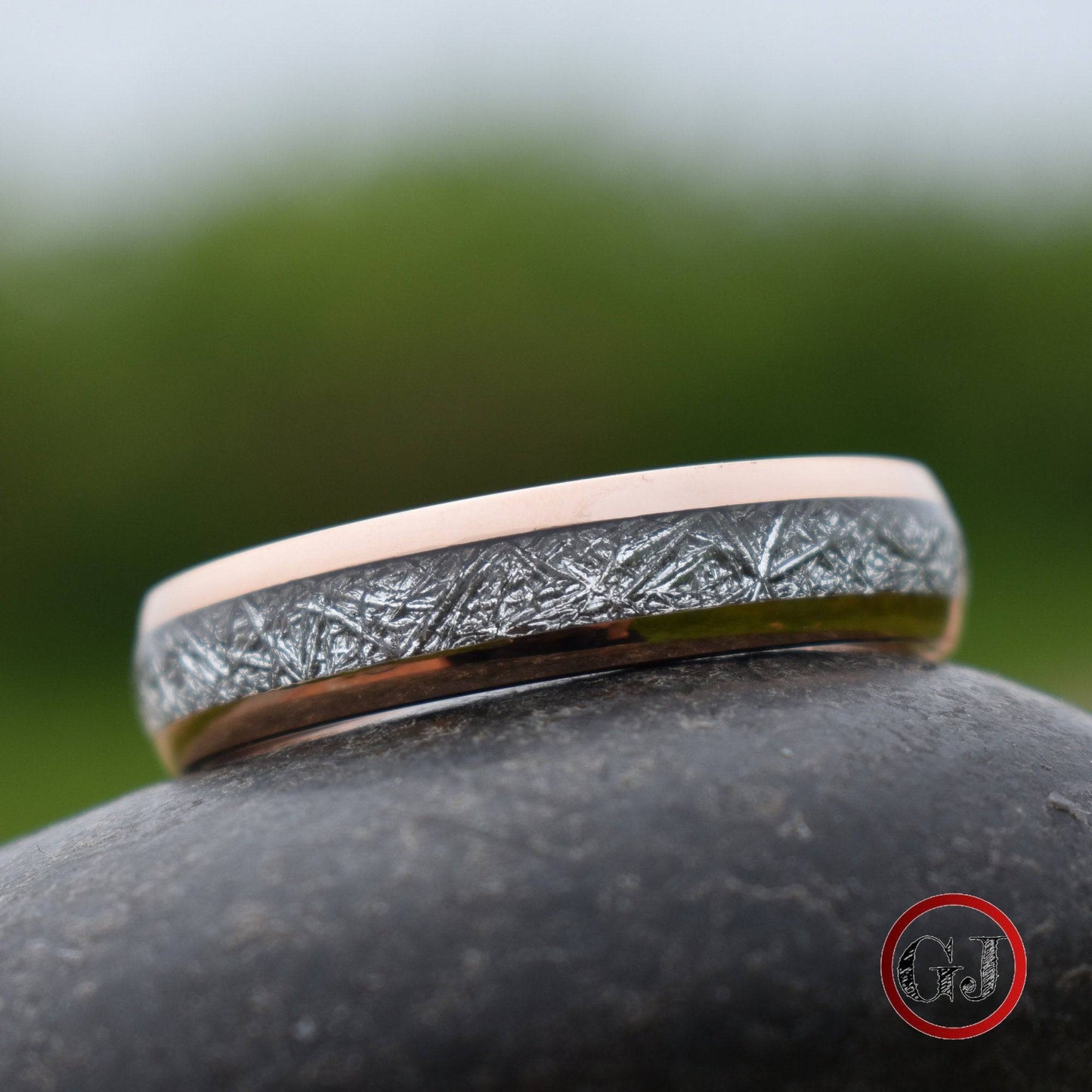 Tungsten 6mm Ring Rose Gold with Meteorite - Tungsten Titans