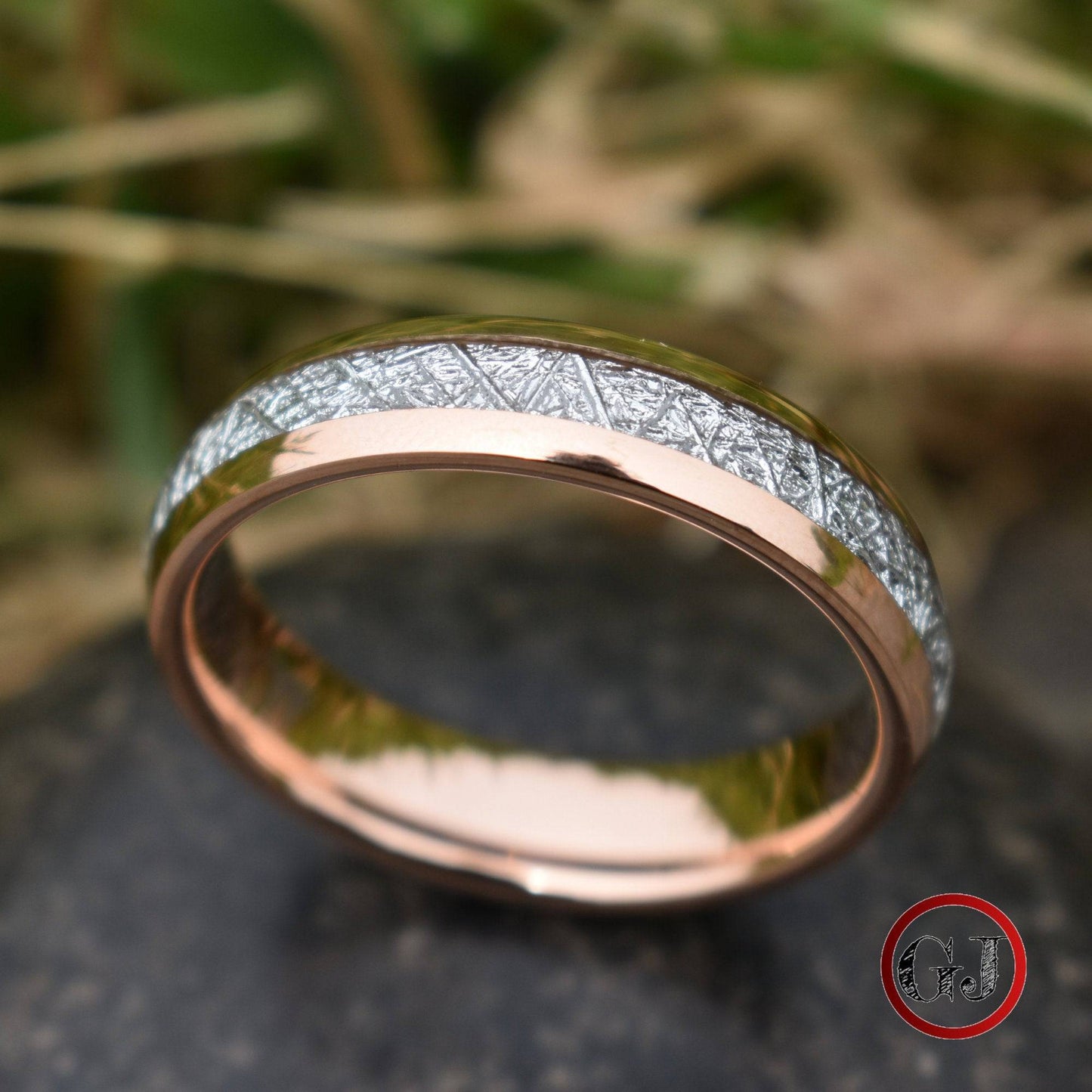 Tungsten 6mm Ring Rose Gold with Meteorite - Tungsten Titans