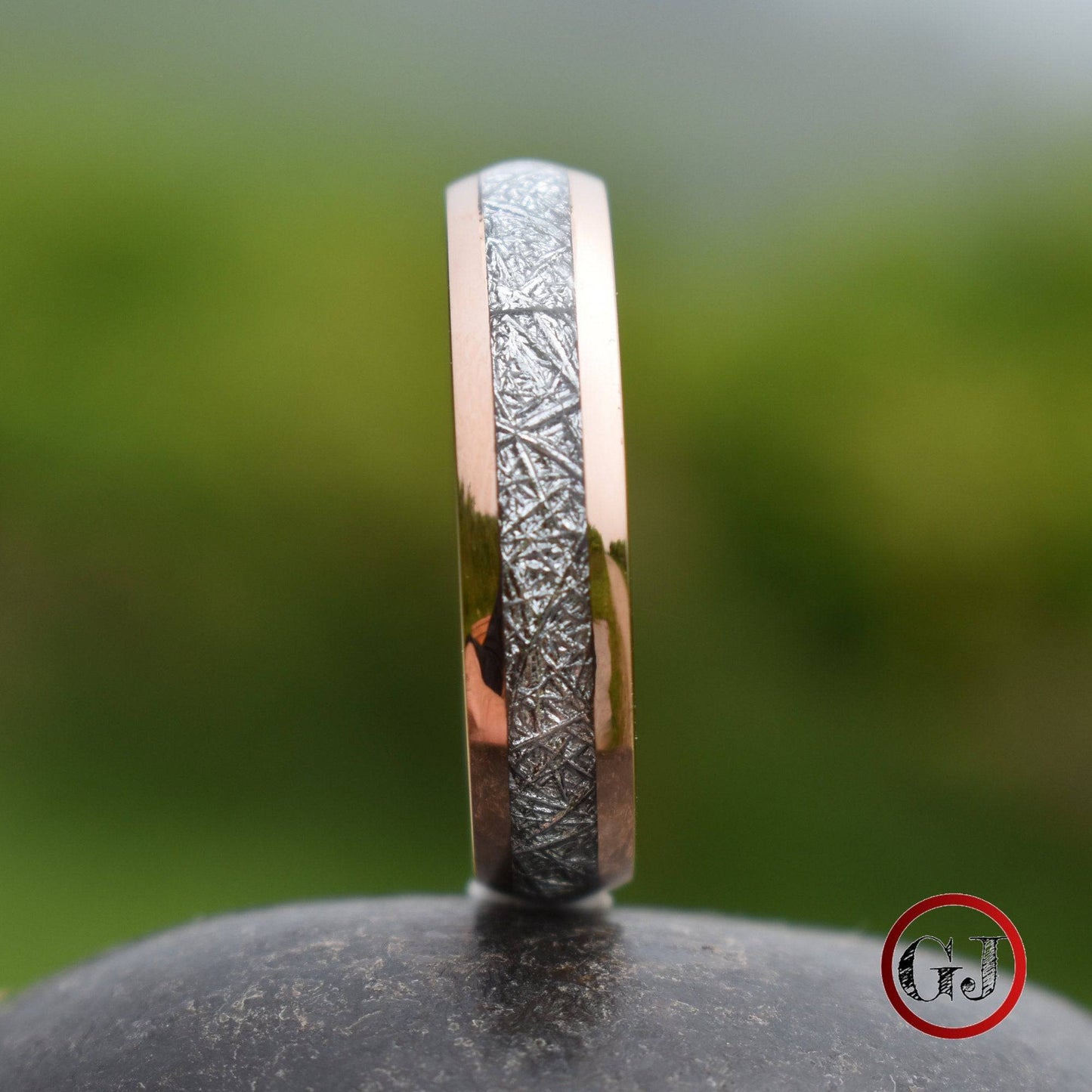 Tungsten 6mm Ring Rose Gold with Meteorite - Tungsten Titans