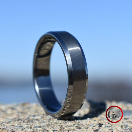 Tungsten Ring 6mm Brushed Silver with Beveled Edge - Tungsten Titans