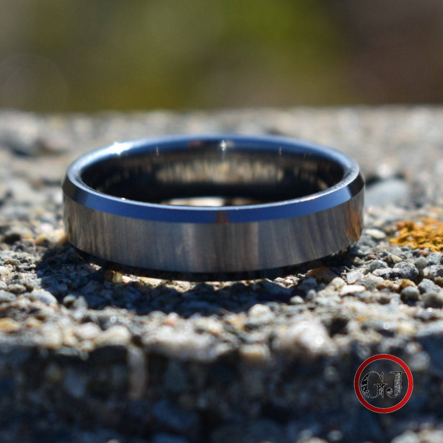 Malachite Mirage Tungsten Ring: Brushed and Shiny Finish, 8mm Width |  DreamWood Custom