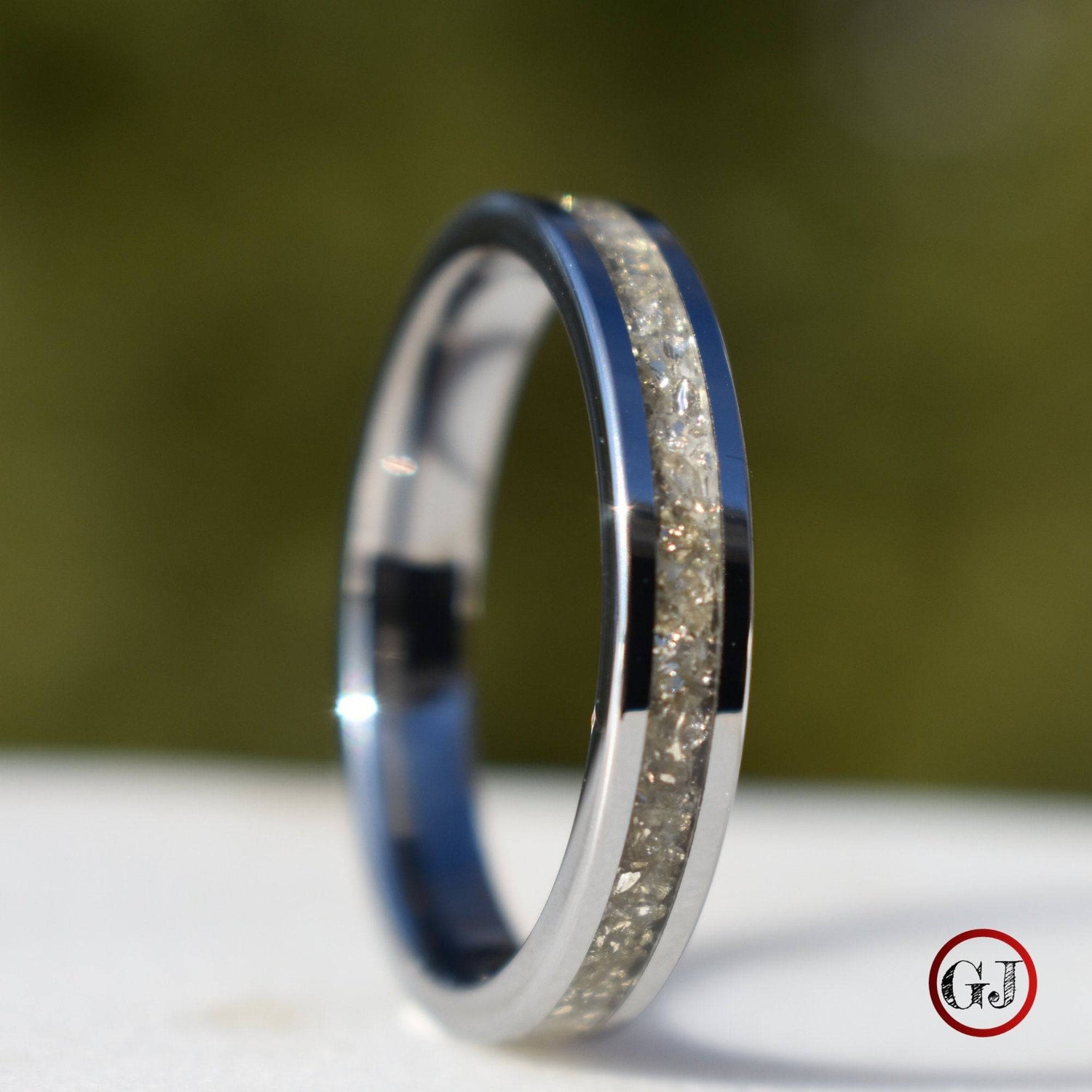 Tungsten Ring German Silver Glass Wedding Band - Tungsten Titans