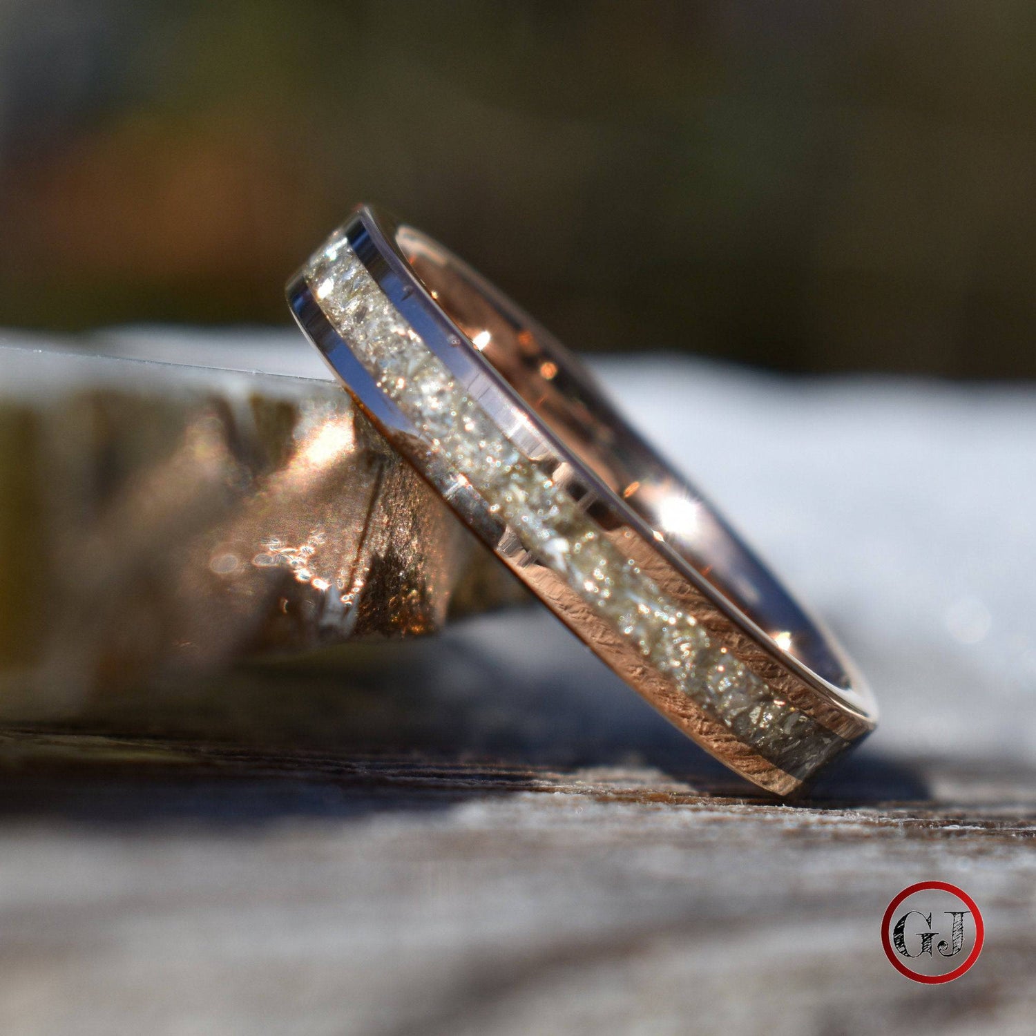 Tungsten Ring Silver And Rose Gold Mens Ring Tungsten Rose Gold