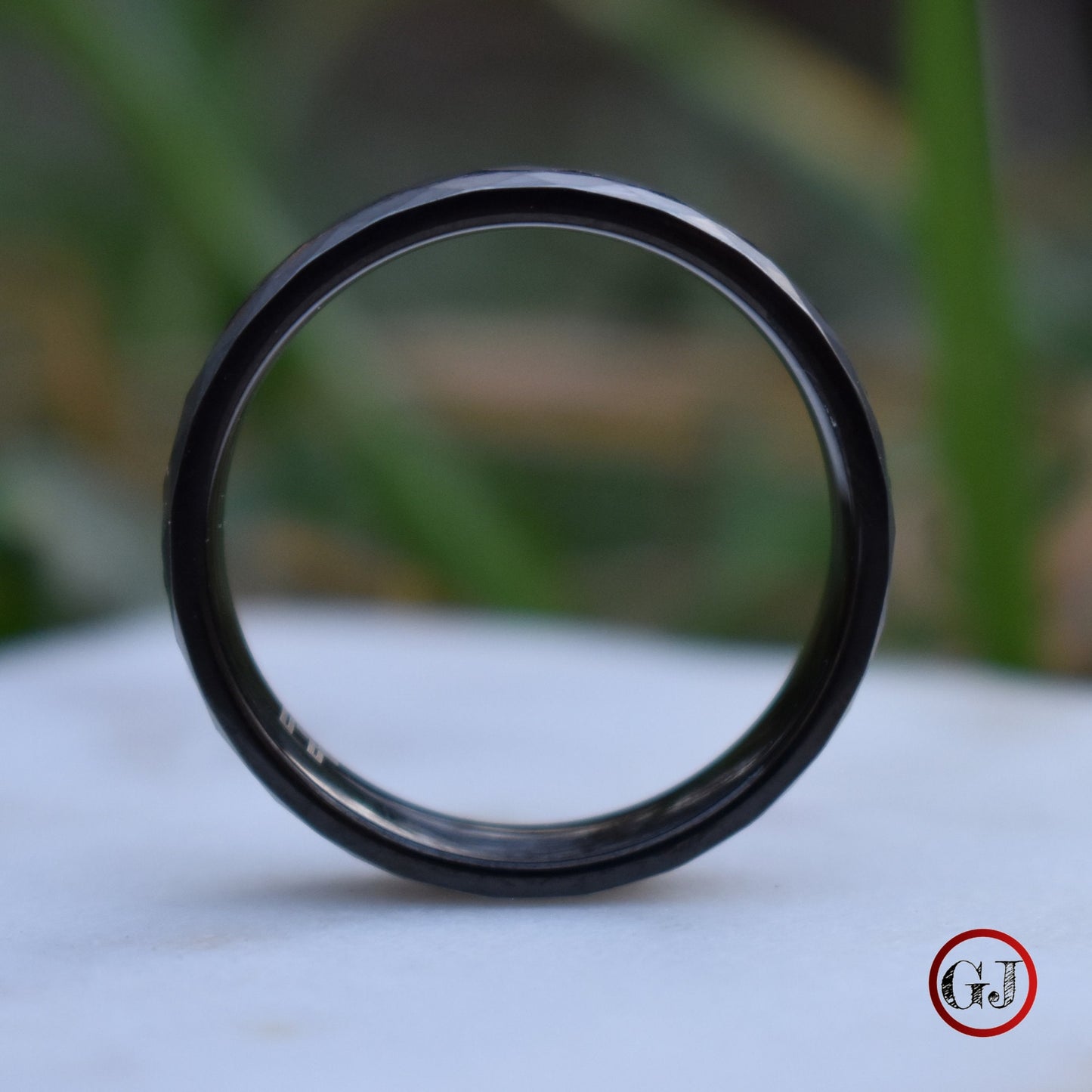 Hammered Tungsten Ring Black and Silver Brushed with Rose Gold Accent, Mens Ring, Mens Wedding Band