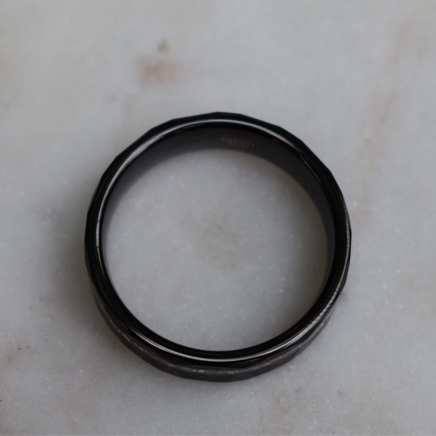 Tungsten 8mm Ring Distressed Black with German Glass, Mens Ring, Mens Wedding Band