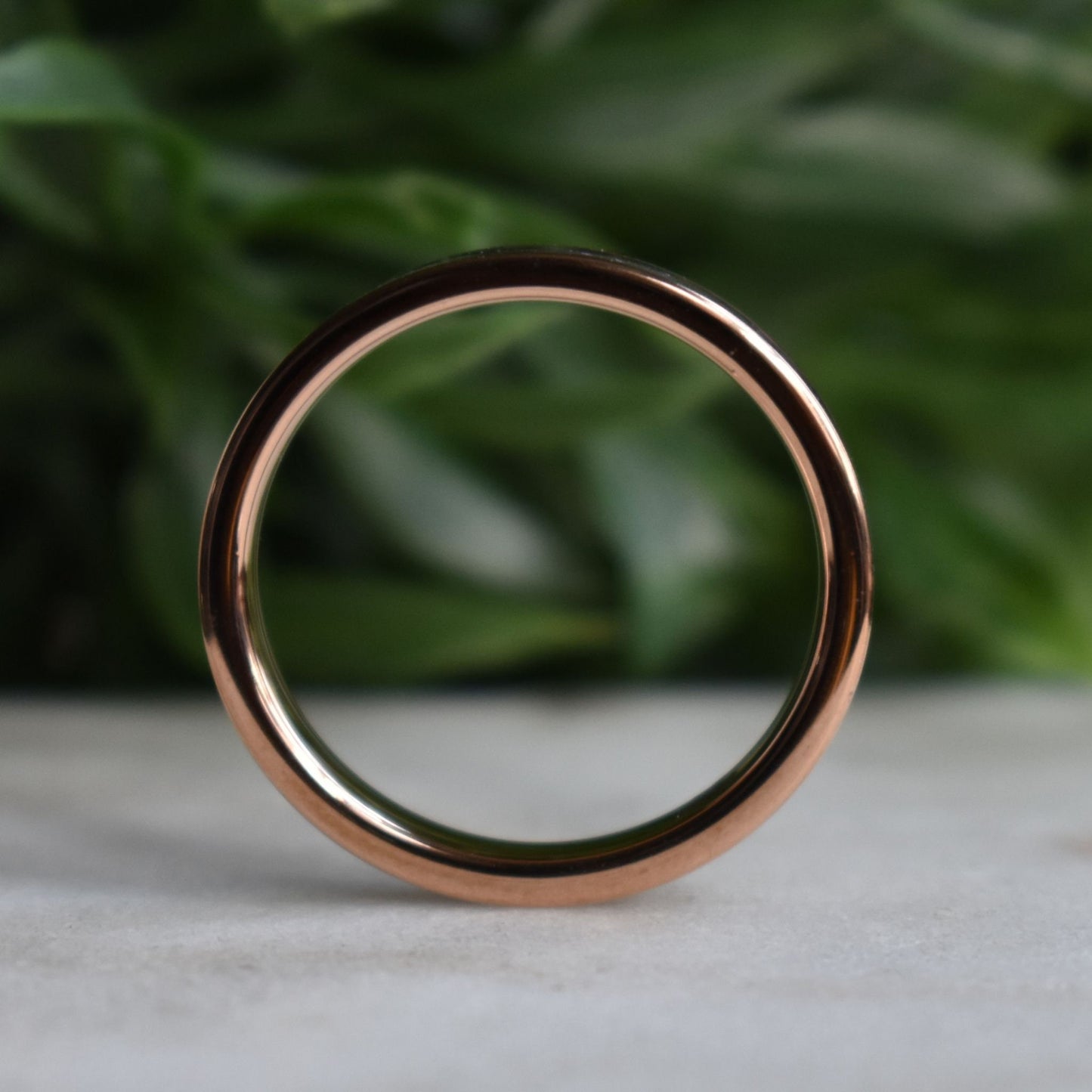 Tungsten 4mm Rose Gold Ring with Amethyst Inlay